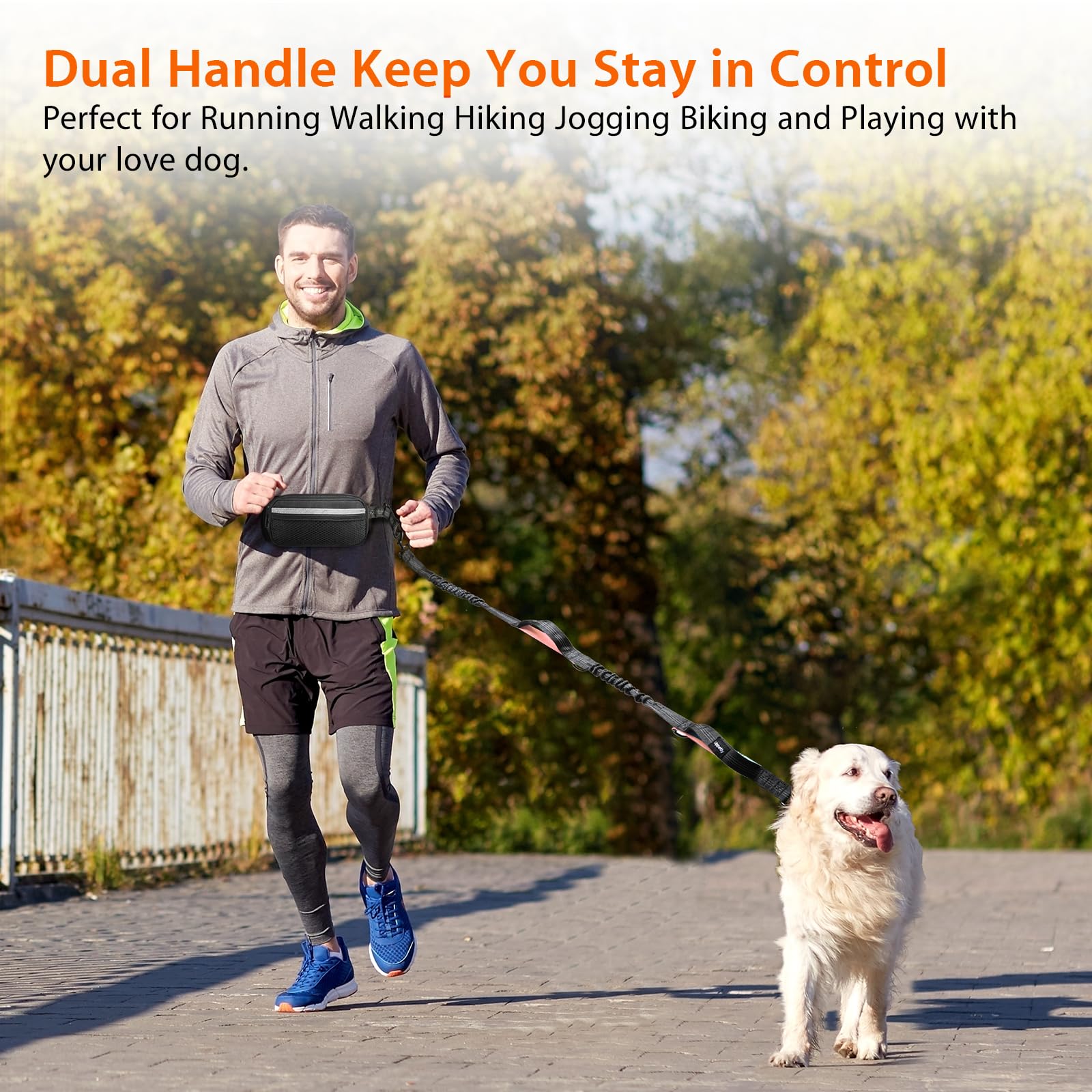 Uppetly leash length stretches 52 to 70 inches for dogs of various sizes