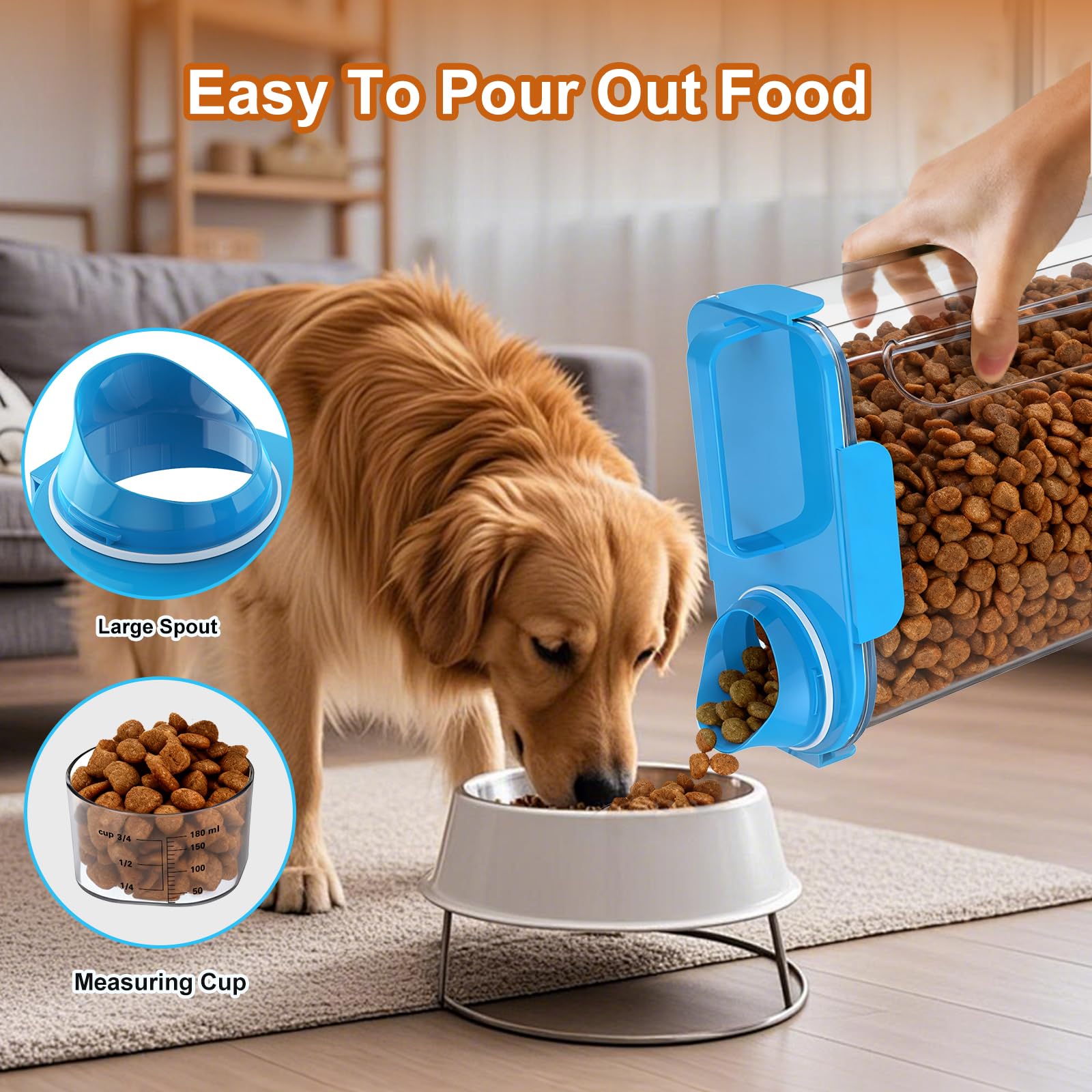 Uppetly pet food container portable-handle eases travel and transport