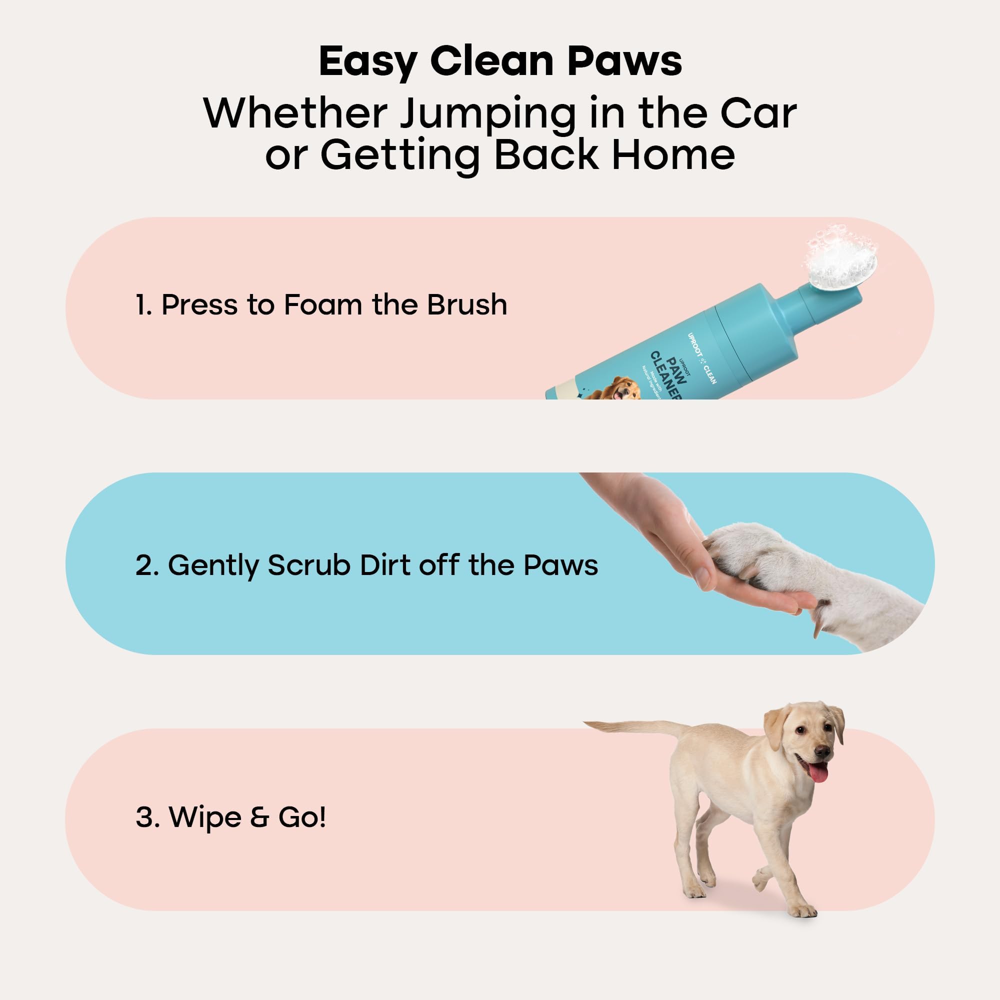 Uproot Clean hypoallergenic paw wash supports safe daily use.