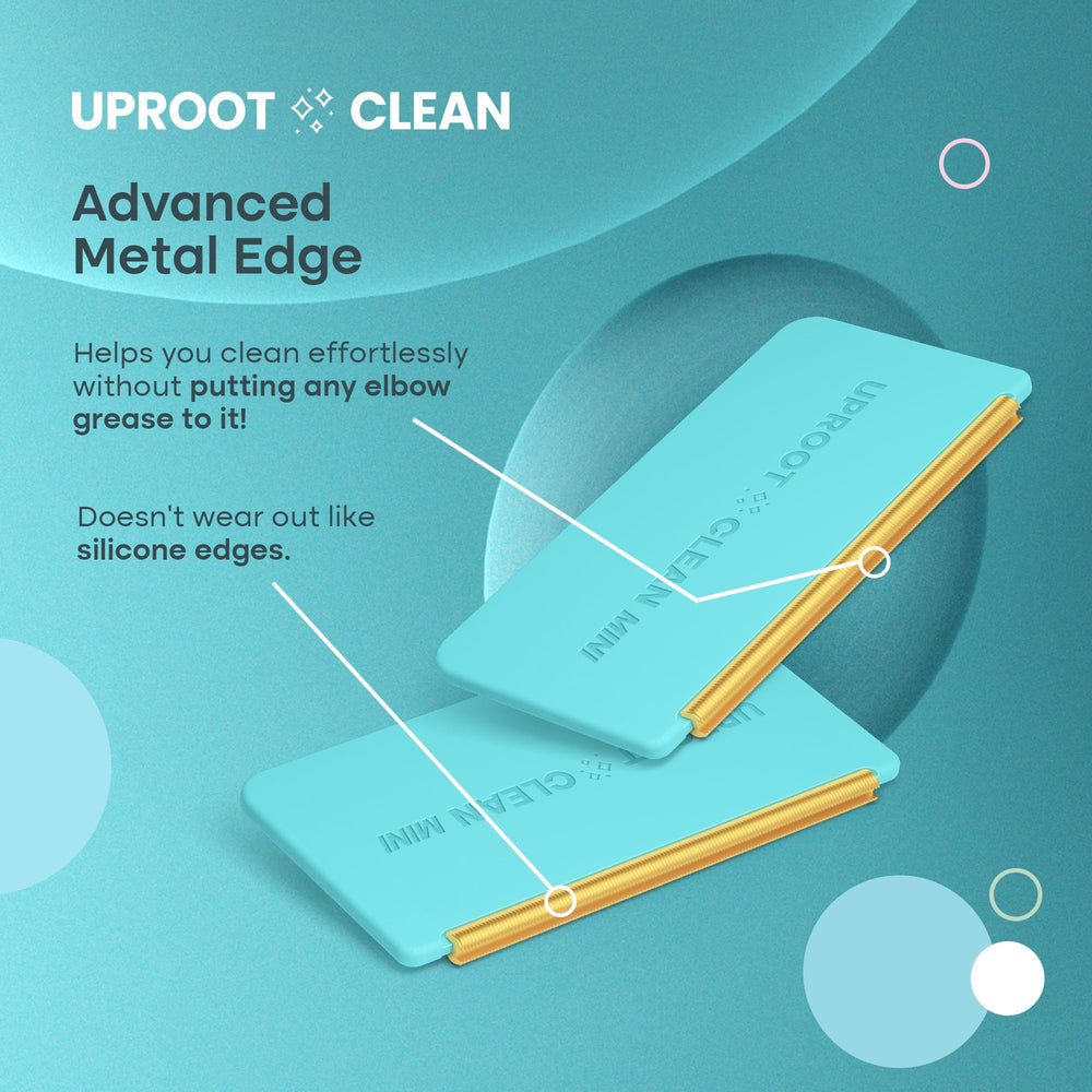 Uproot Clean Mini Pet Hair Remover car interior designed to grab hair in tight spaces.