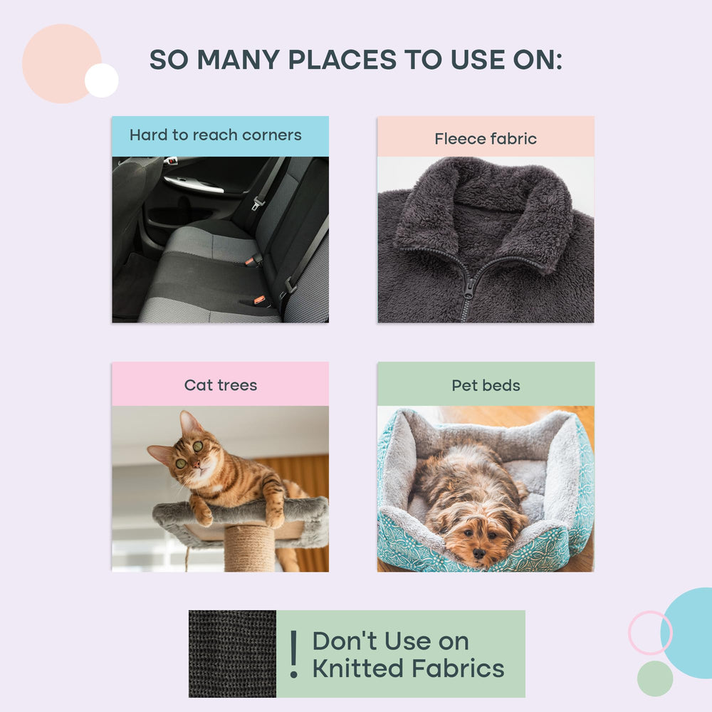 Uproot Clean Mini Pet Hair Remover on a cat bed for soft furnishings.