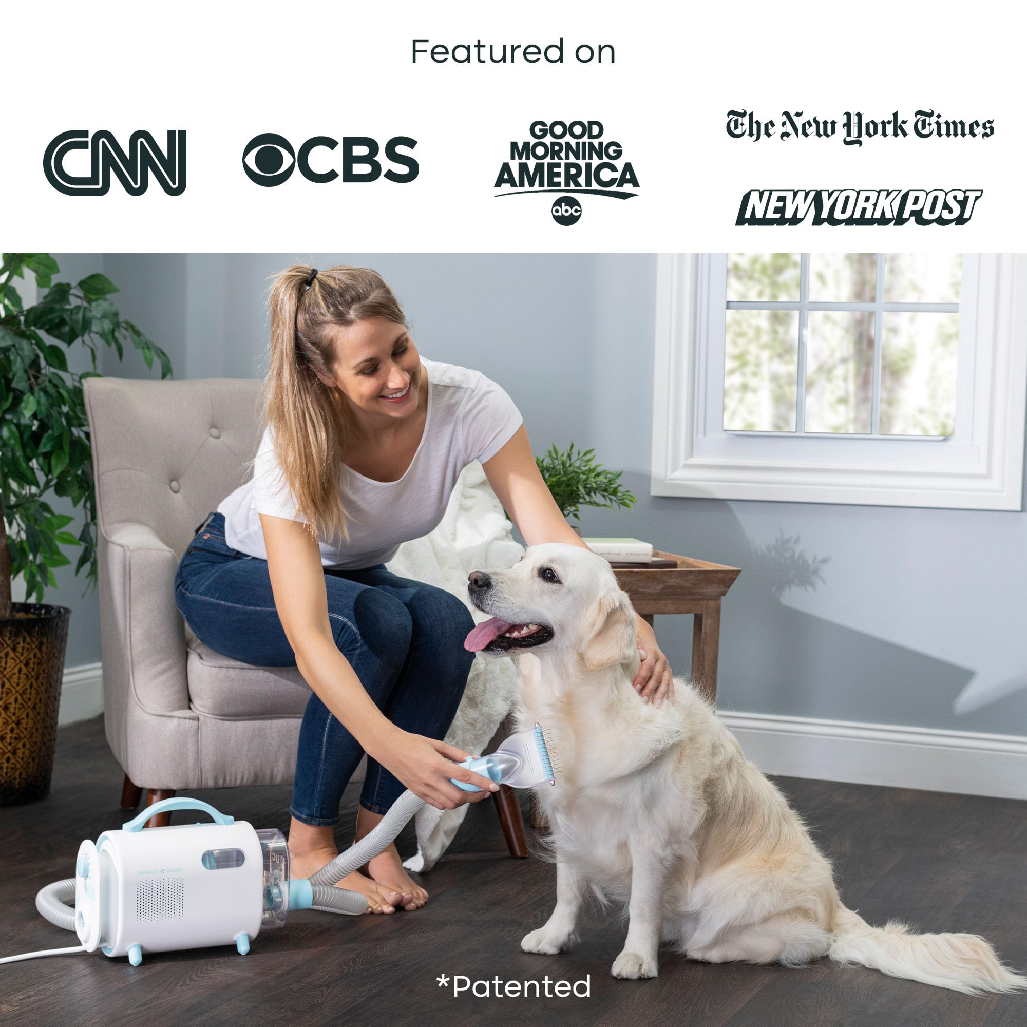 Uproot Clean pet groomer vacuum kit in use with a pet