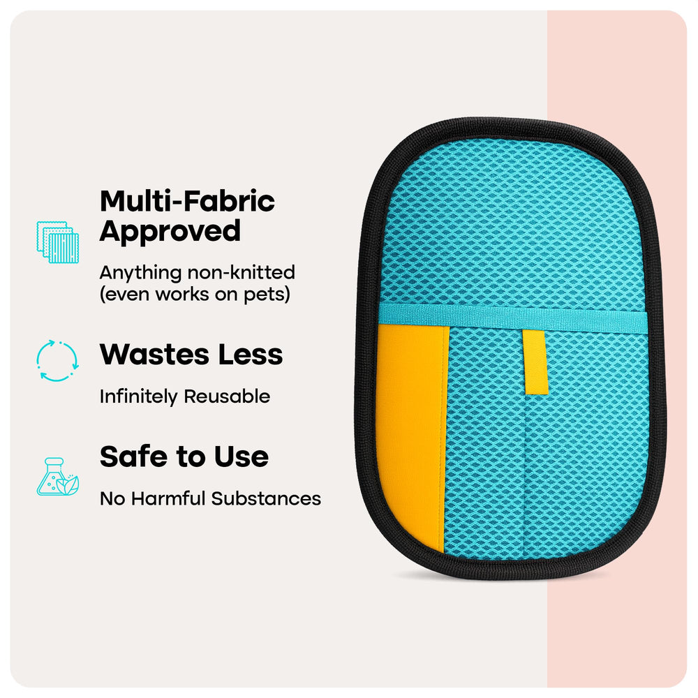 Uproot Clean pet hair glove sweeps fur from car seats.