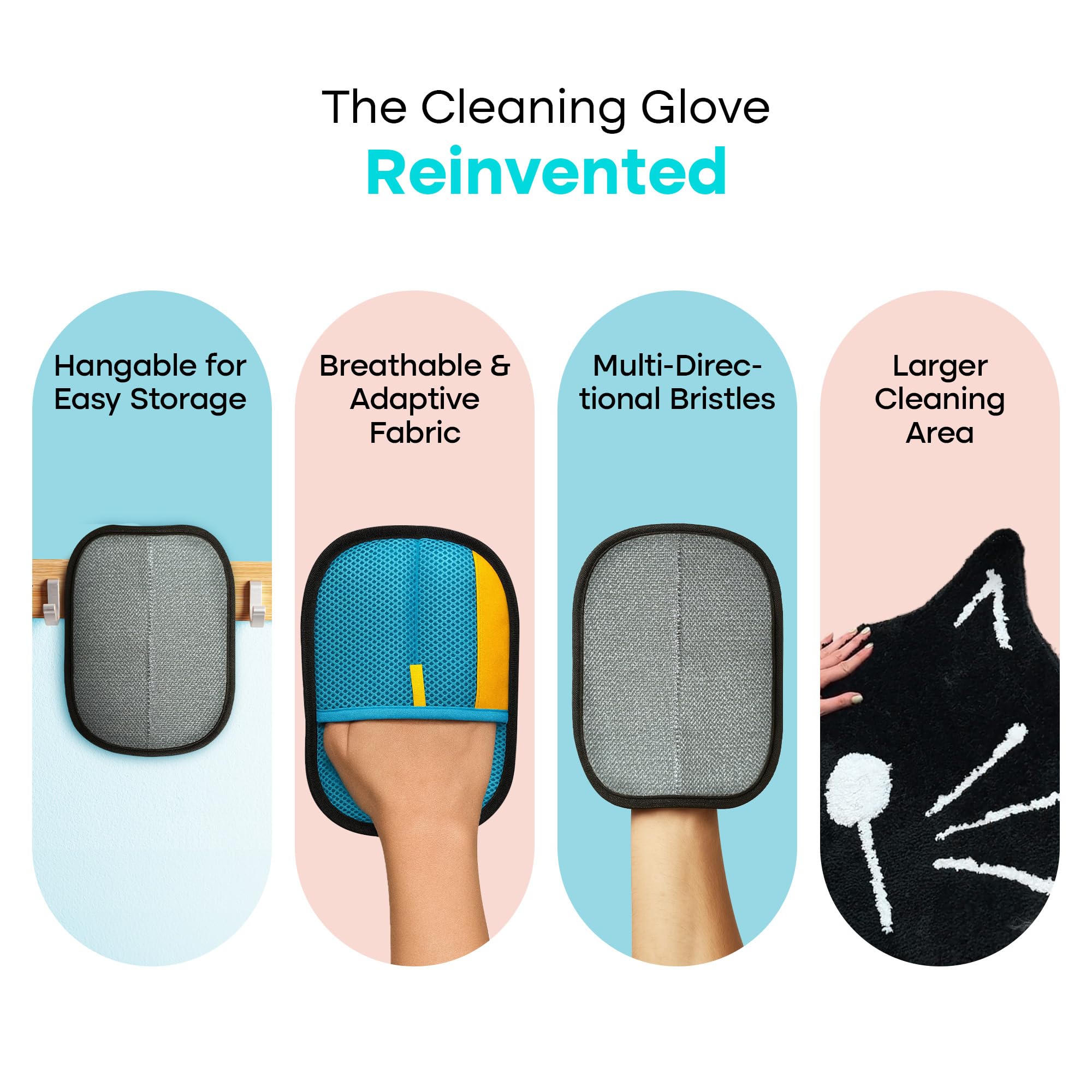 Uproot Clean pet hair glove removes cat hair from a couch.