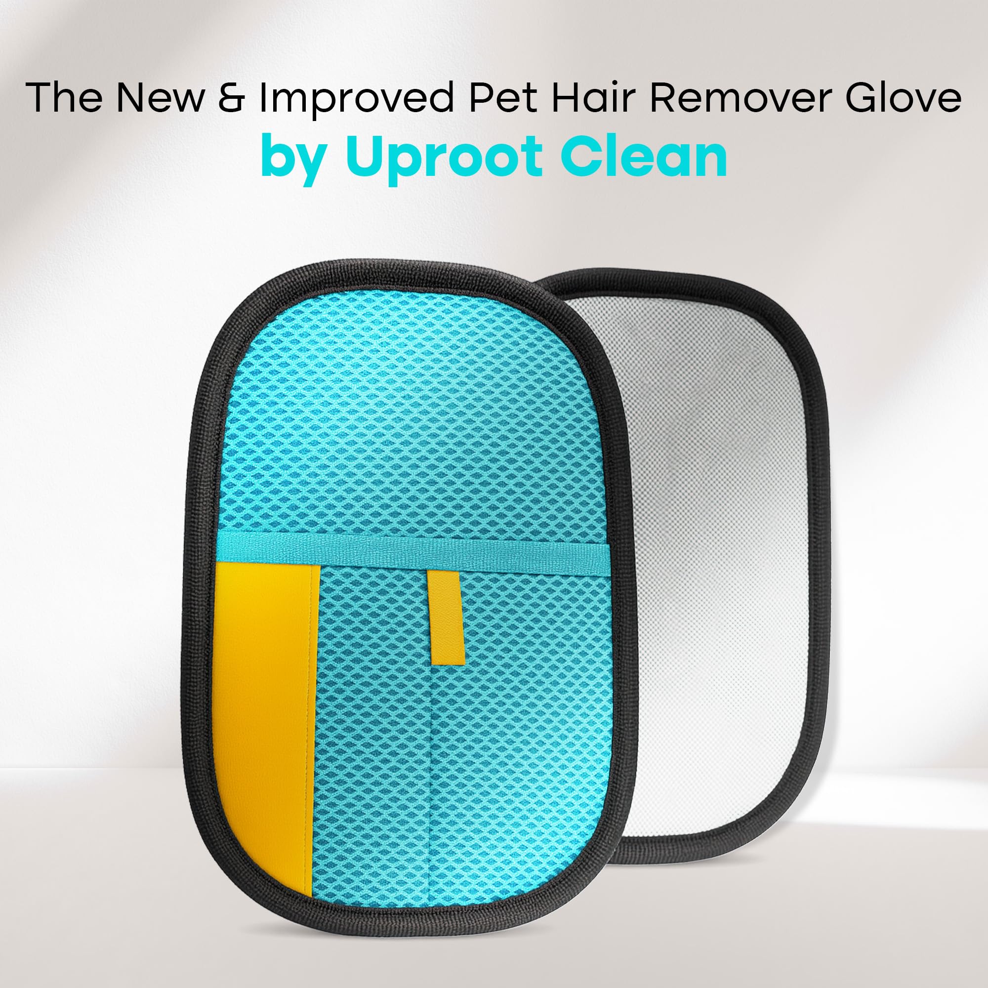 Uproot Clean pet hair glove on fabric demonstrates quick fur lift.