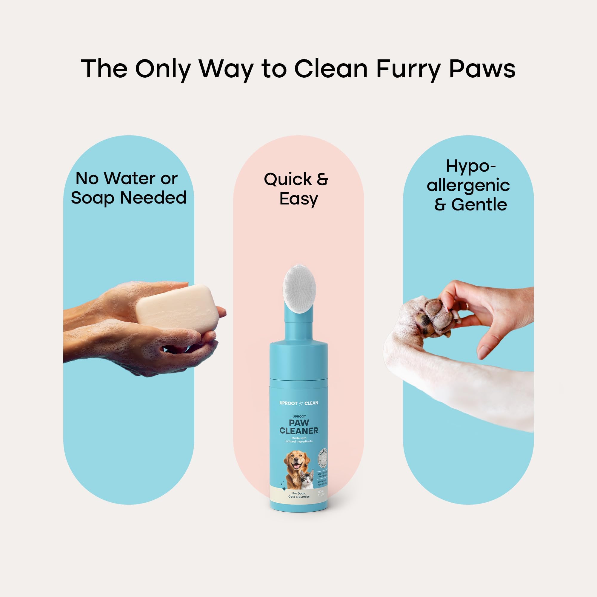 Uproot Clean travel-friendly paw washer fitting in bag or car.
