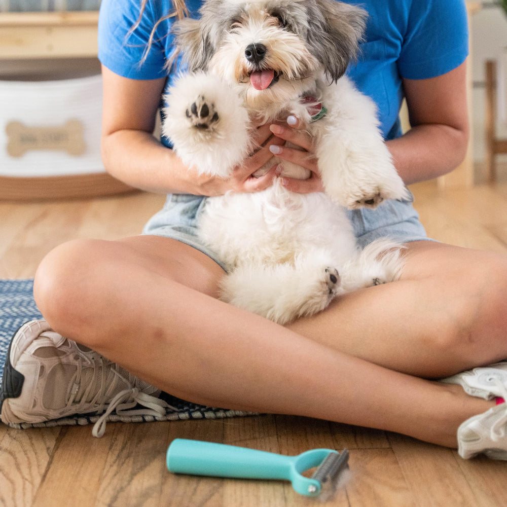 Uproot Clean Undercoat Rake all coat types concept shows versatility for multiple pets.