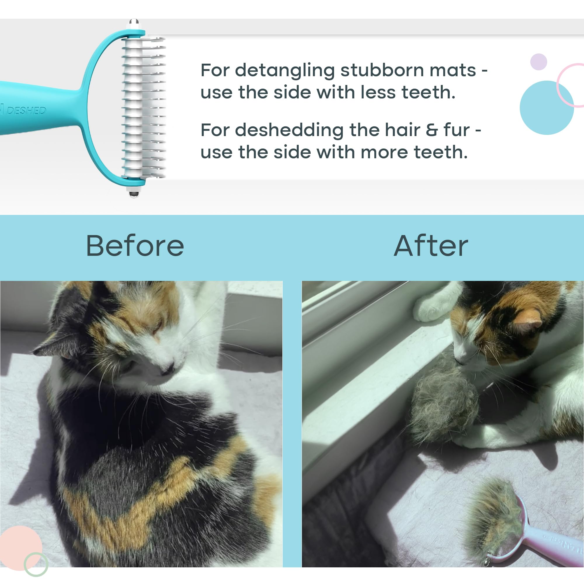 Uproot Clean Undercoat Rake cat deshedding demonstrates coat maintenance with gentle, safe grooming.
