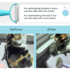 Uproot Clean Undercoat Rake cat deshedding demonstrates coat maintenance with gentle, safe grooming.