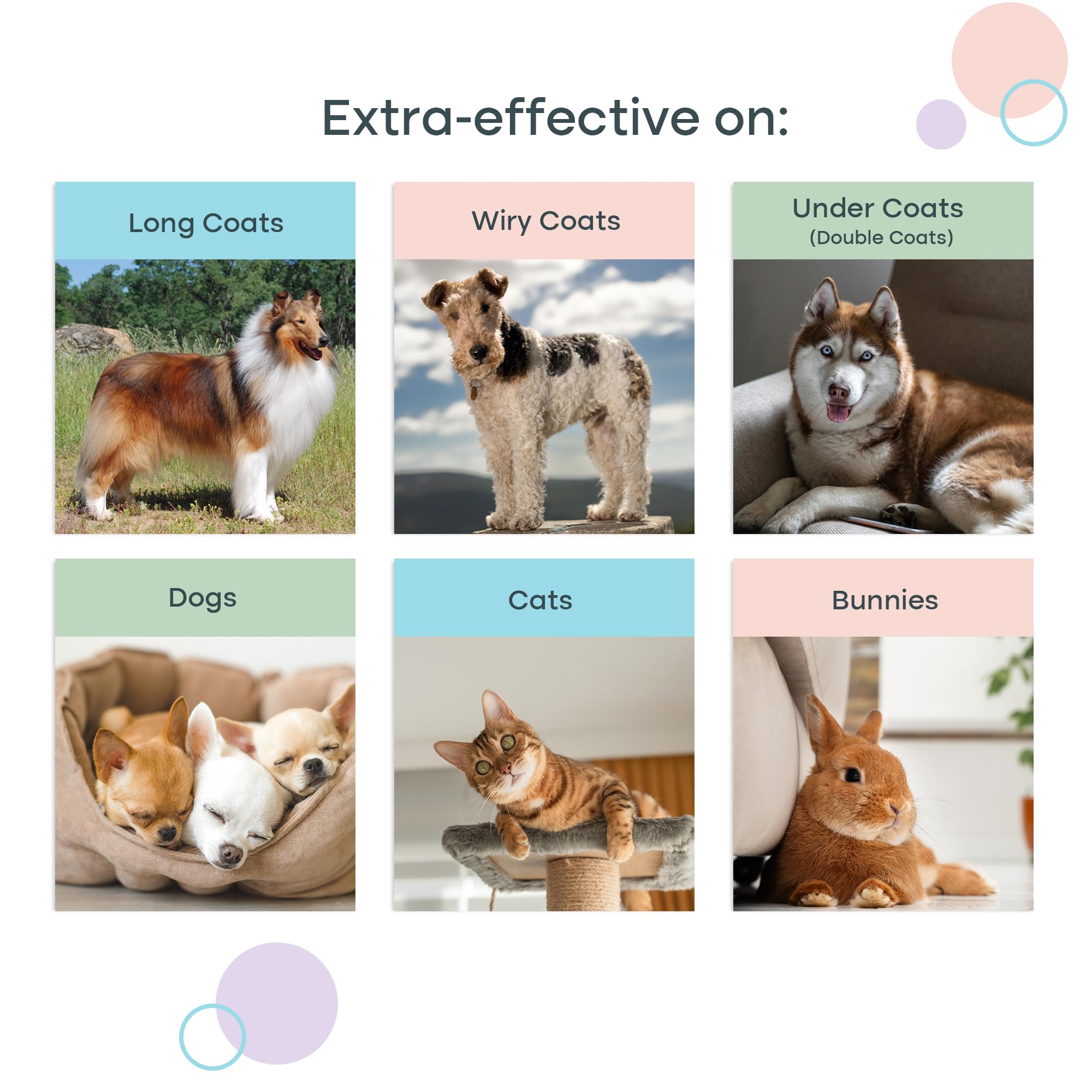 Uproot Clean Undercoat Rake wet use shot shows glide through damp fur.