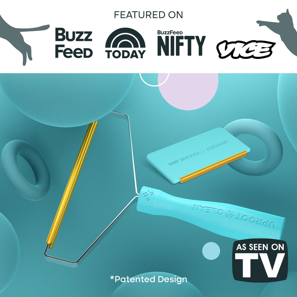 Uproot Cleaner Pro couch-use scene showing deep-reaching hairs on upholstery