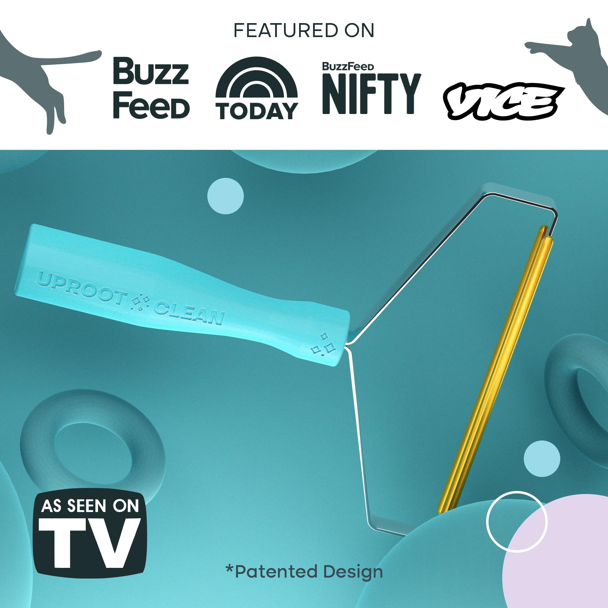 Uproot Cleaner Pro swipe action captures fur fast on carpets.