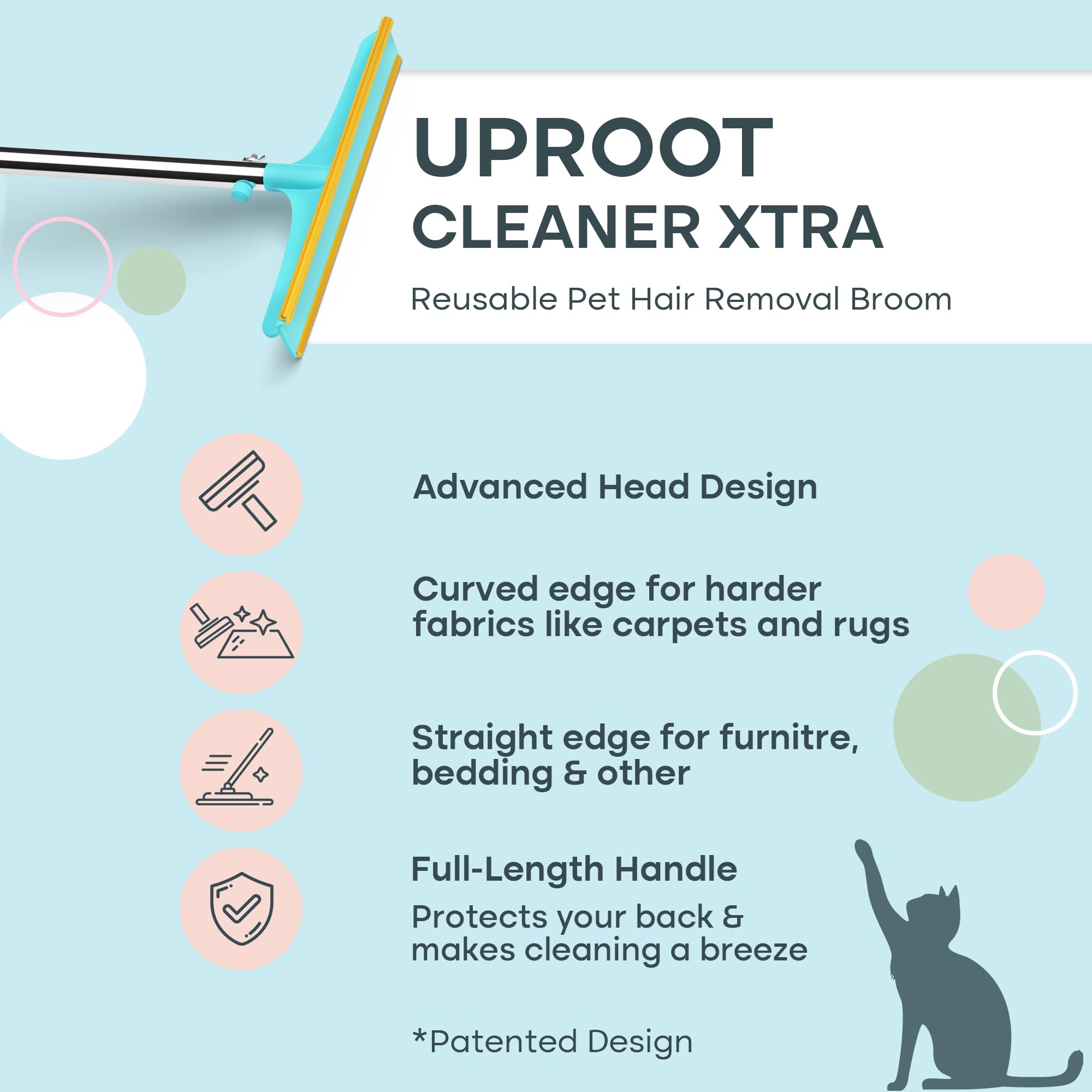 Uproot Clean Xtra deep grab on fur demonstrates thorough pickup.