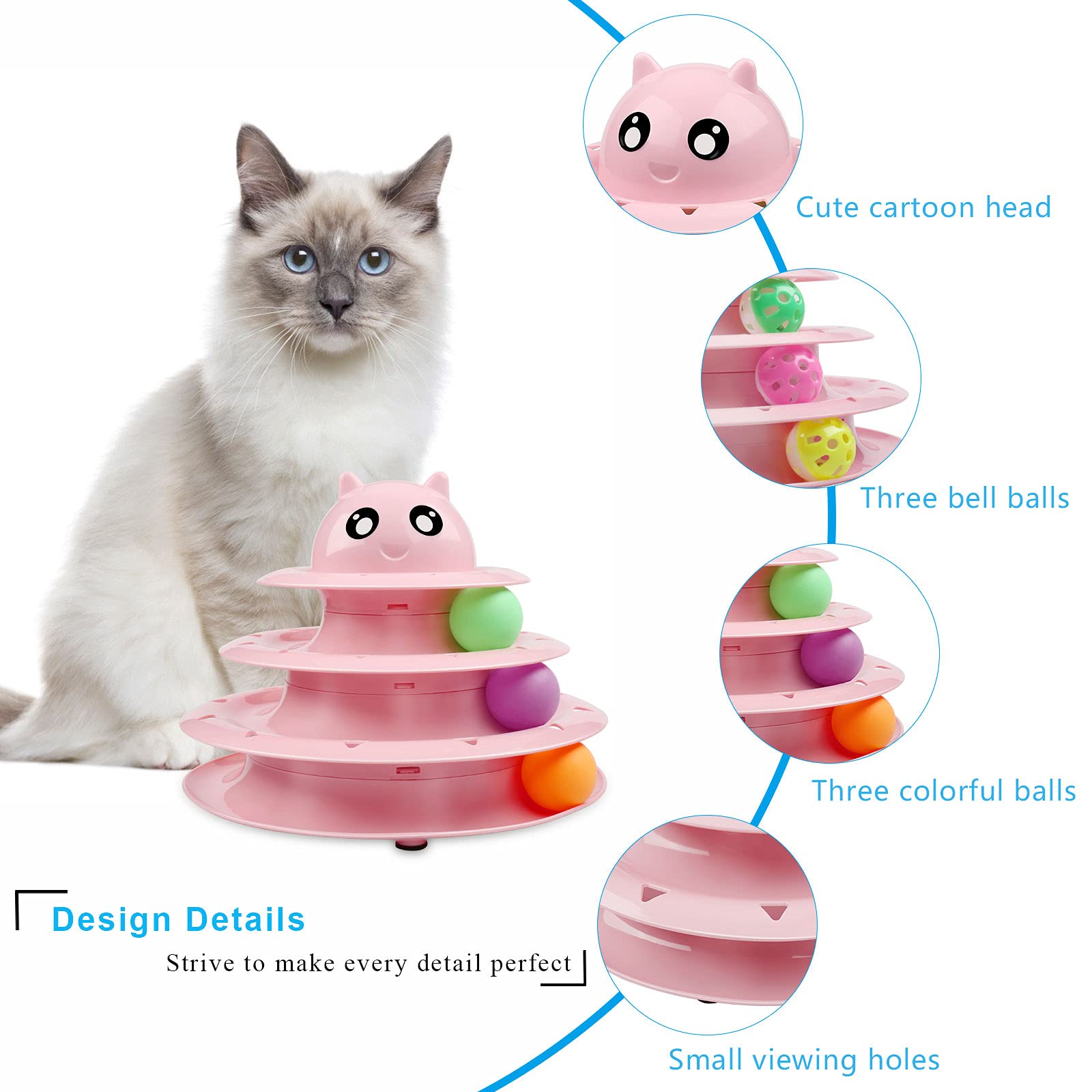 UPSKY cat toy roller detachable levels makes cleaning easy after energetic play.