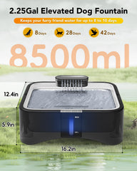 UPSKY two-and-a-quarter-gallon elevated fountain reduces refills for busy homes.