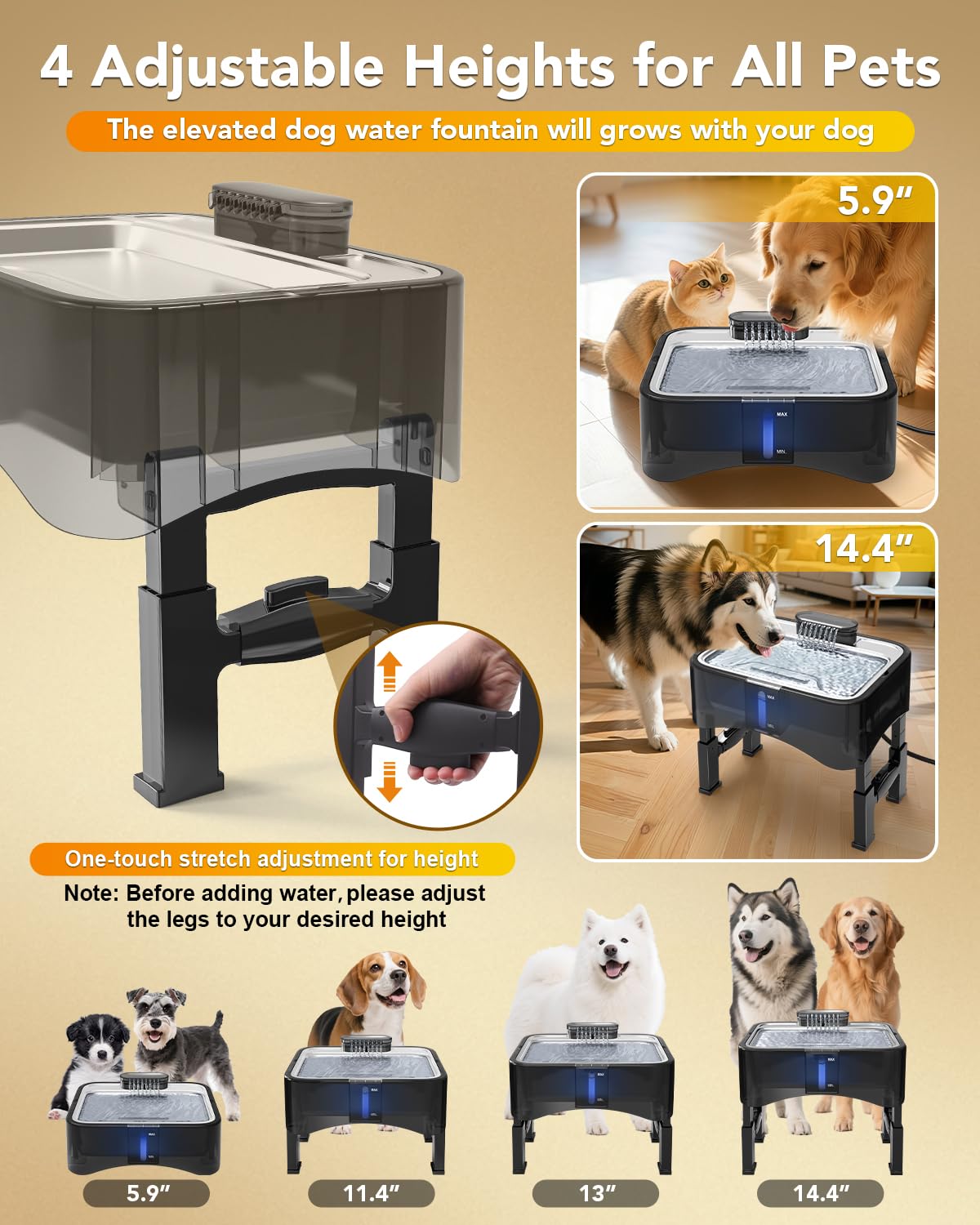 UPSKY 304 stainless steel drinking tray is durable and easy to clean.