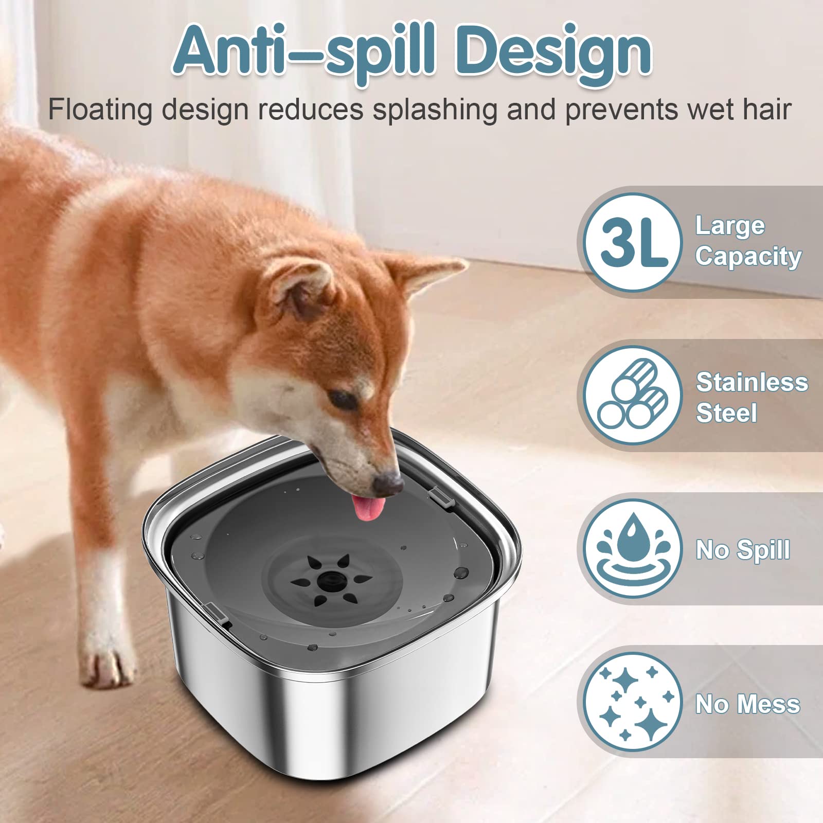 UPSKY 3L dog water bowl large-capacity option for households with multiple dogs.