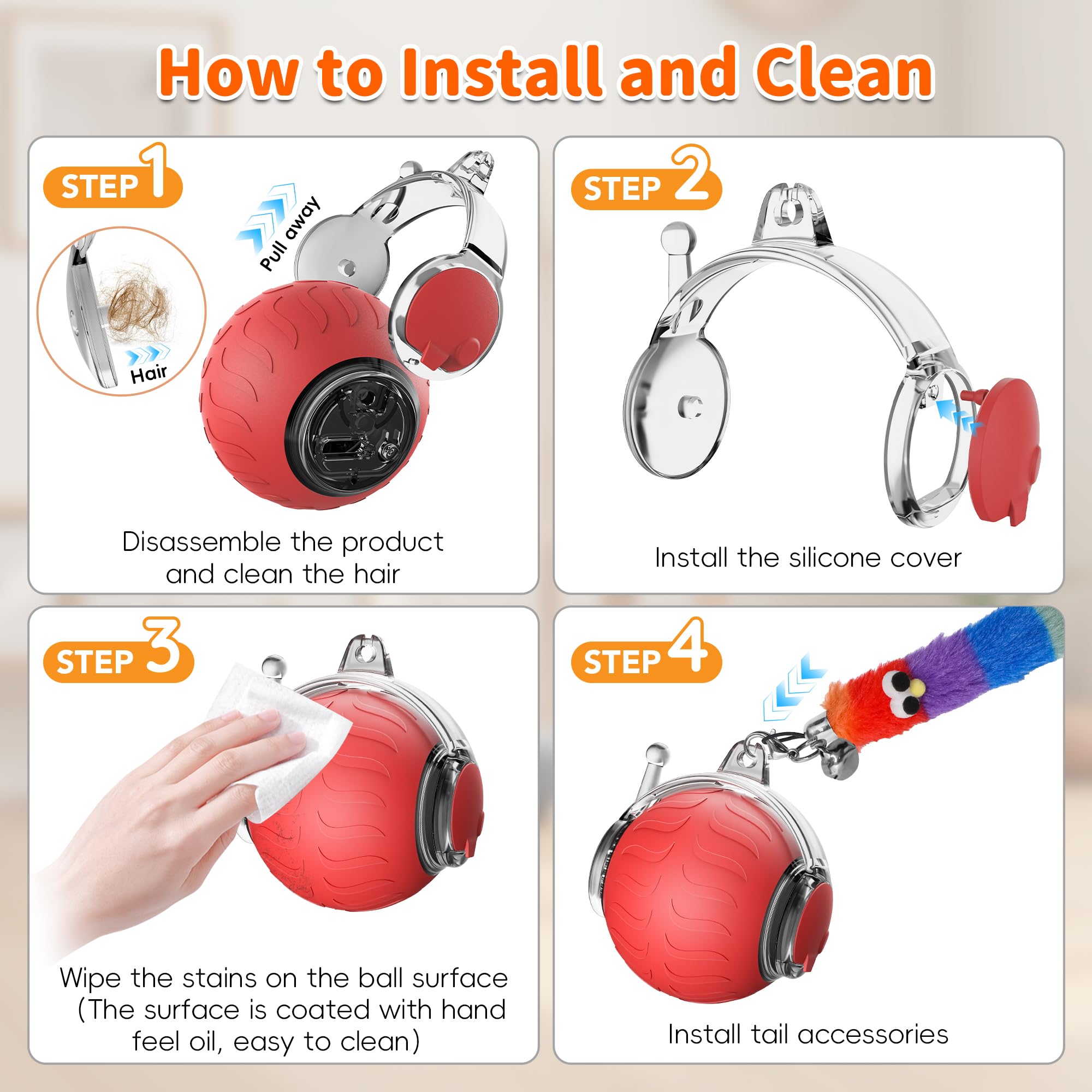 UPSKY cat ball soft silicone detail, gentle on paws and easy cleaning.