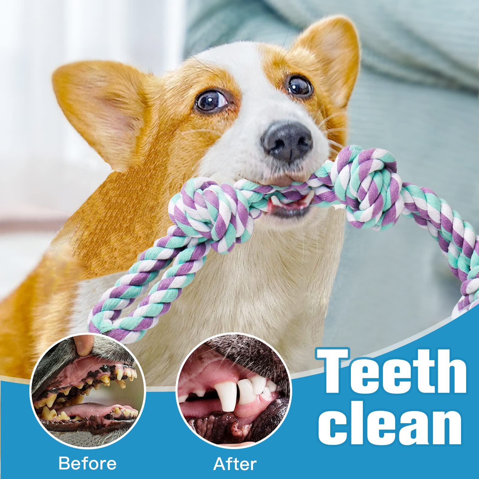Upsky cuerda dental para perros medianos y grandes mejora higiene bucal