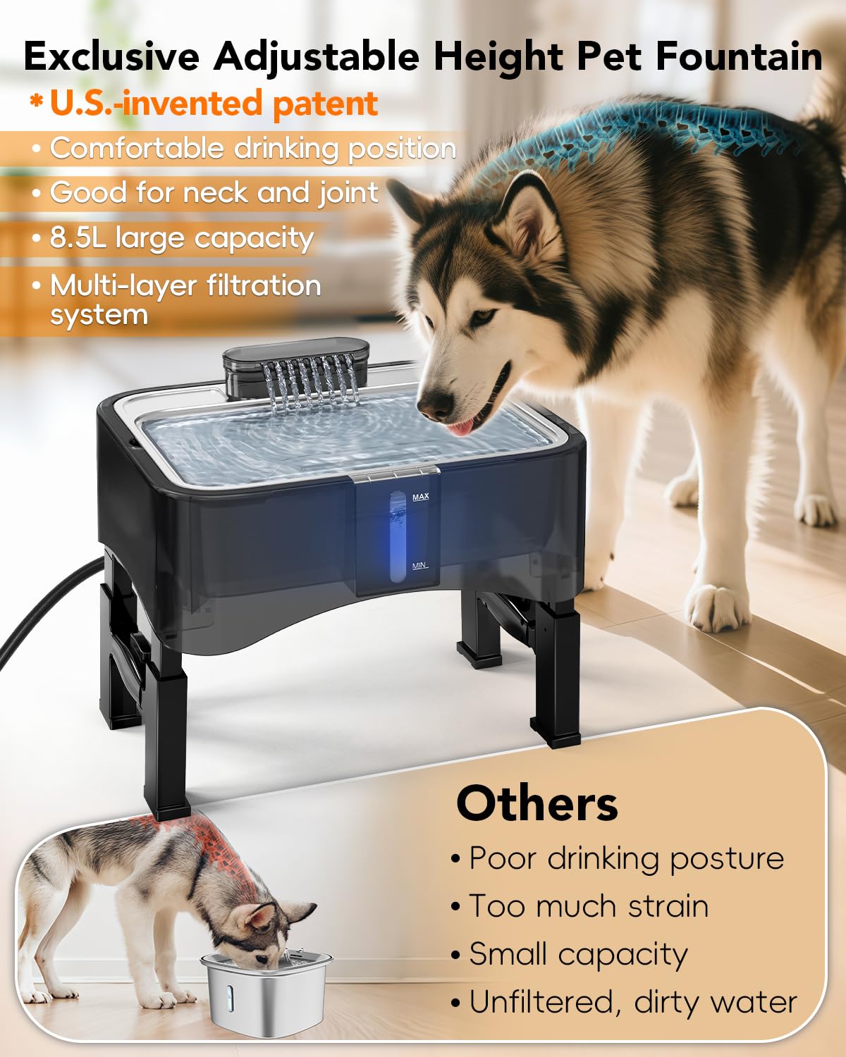 UPSKY multi-layer filtration reduces odors for fresh water daily.