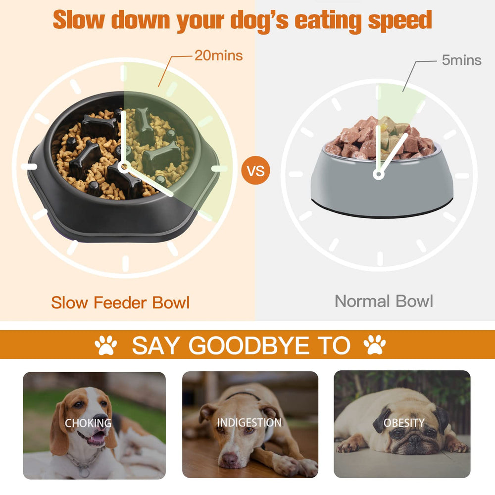 UPSKY Slow Feeder bowl with non-slip base keeps the bowl steady while dogs eat.