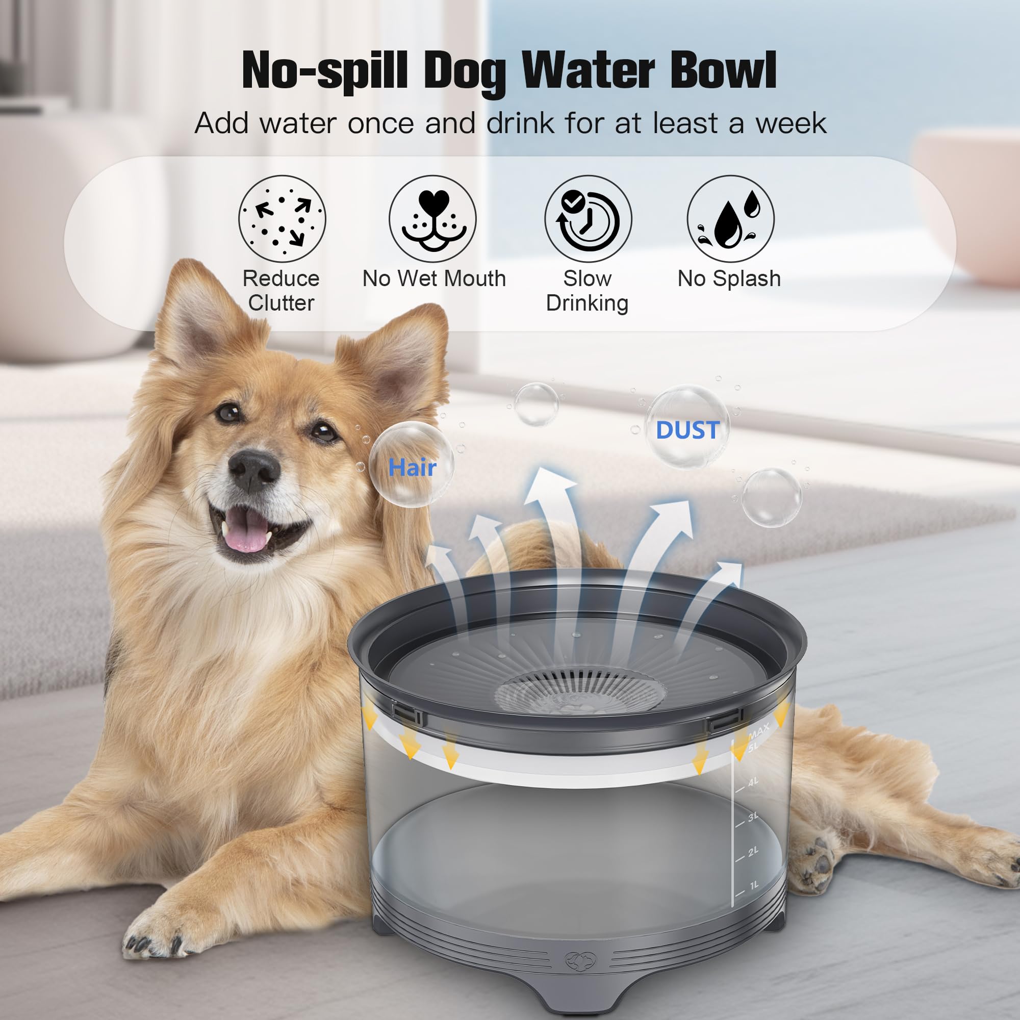 UPSKY anti-slip base provides stability and floor protection during meals.
