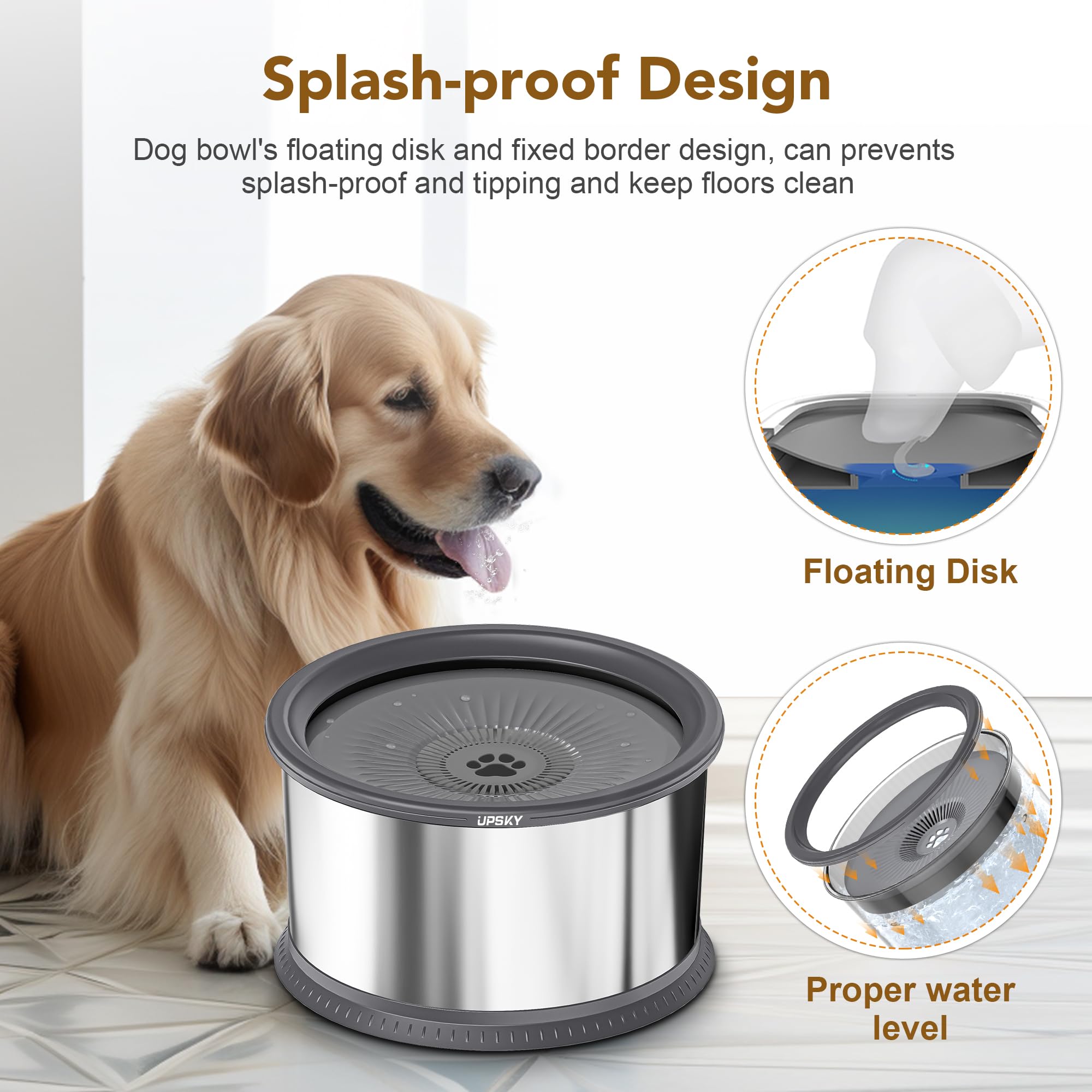 Upsky anti-slip mat provides a stable feeding surface and prevents spills.