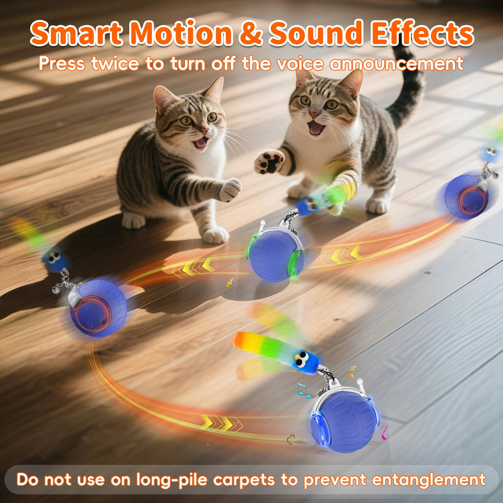 UPSKY cat ball at night with indicators signaling battery status