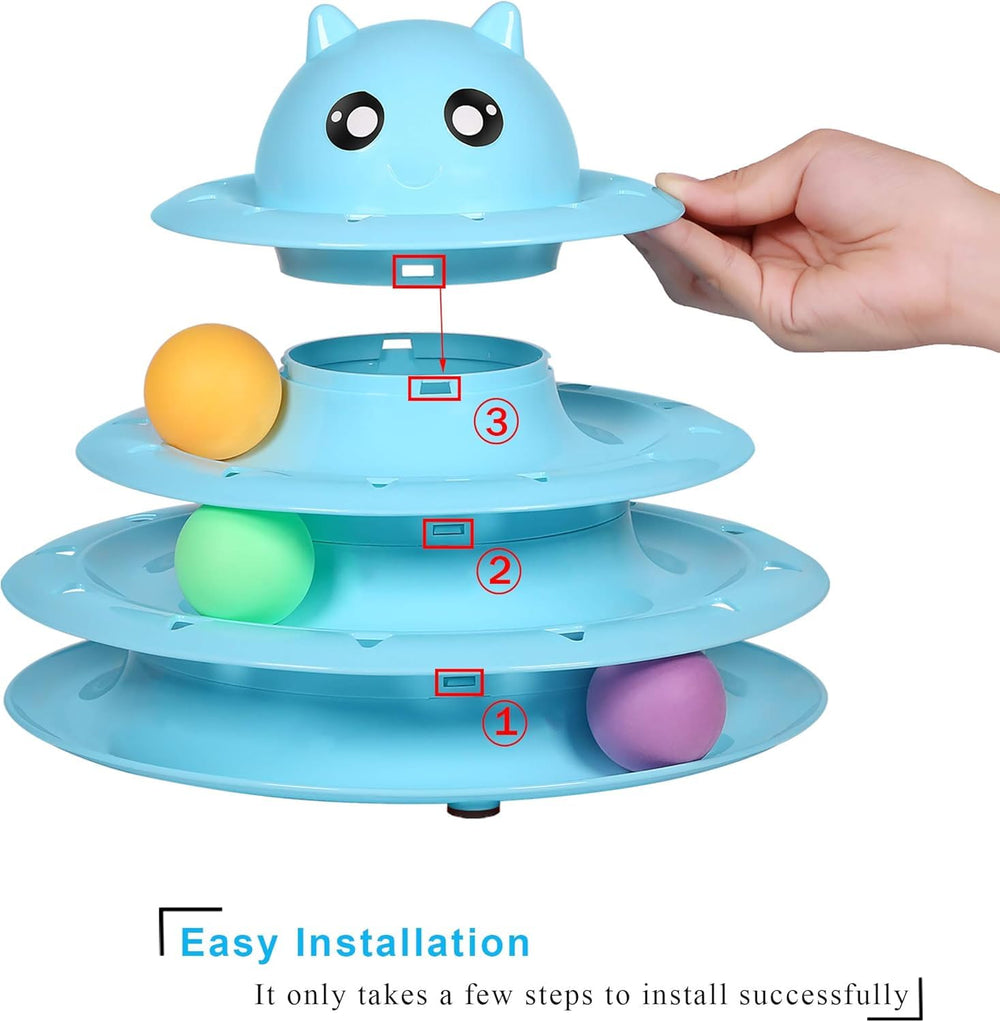 UPSKY Cat Toy Roller balls closeup highlights six colorful play options