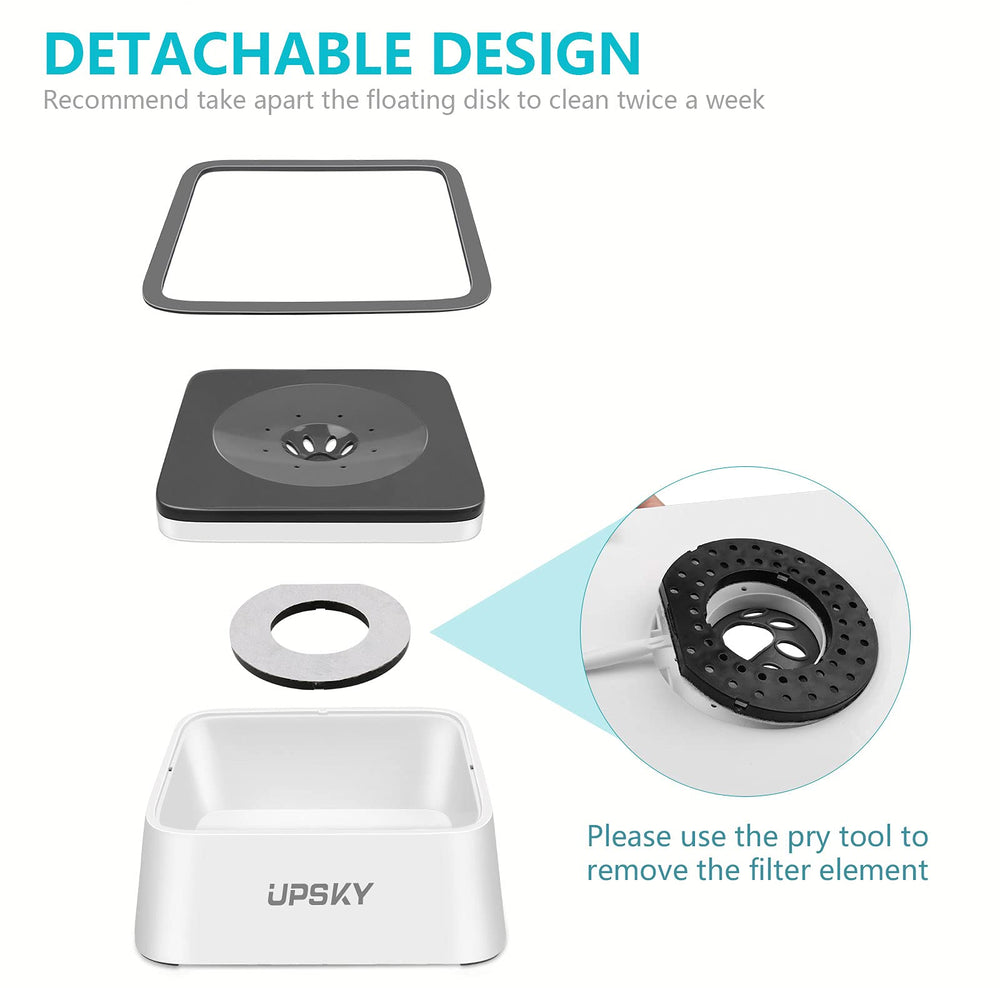 Upsky dog water bowl compatibility guide image showing model fit
