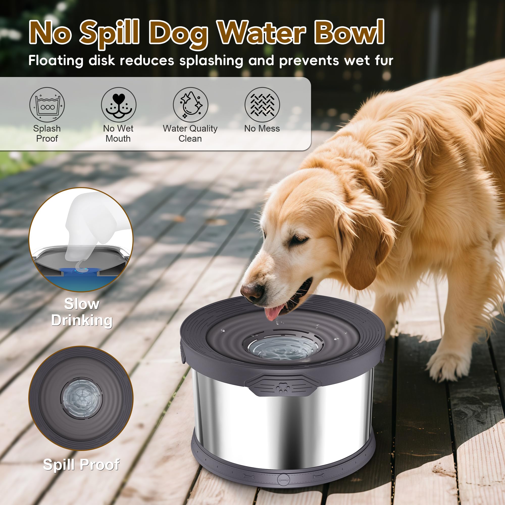 UPSKY floating-disk slobber-stopper demonstrates anti-splash design in action