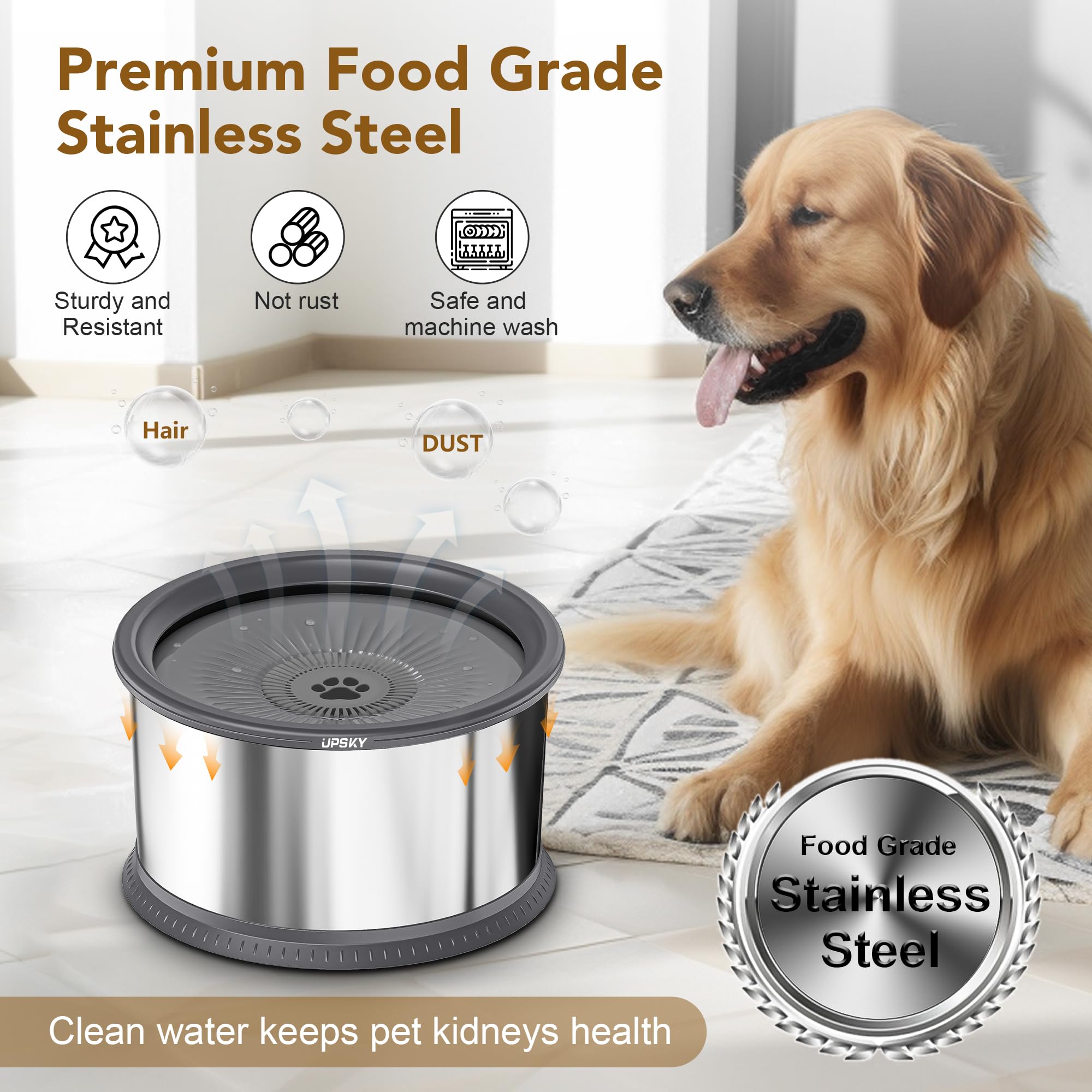 Upsky large-capacity bowl suits multi-pet households with fewer refills.