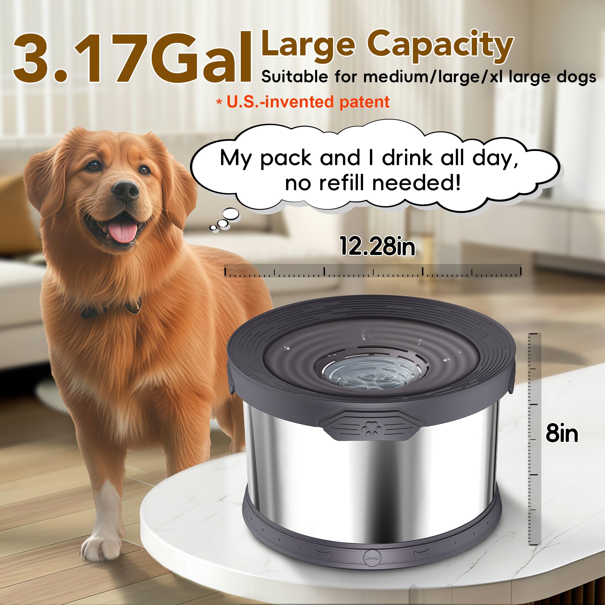 UPSKY large-capacity dog water bowl keeps multiple pets hydrated between refills