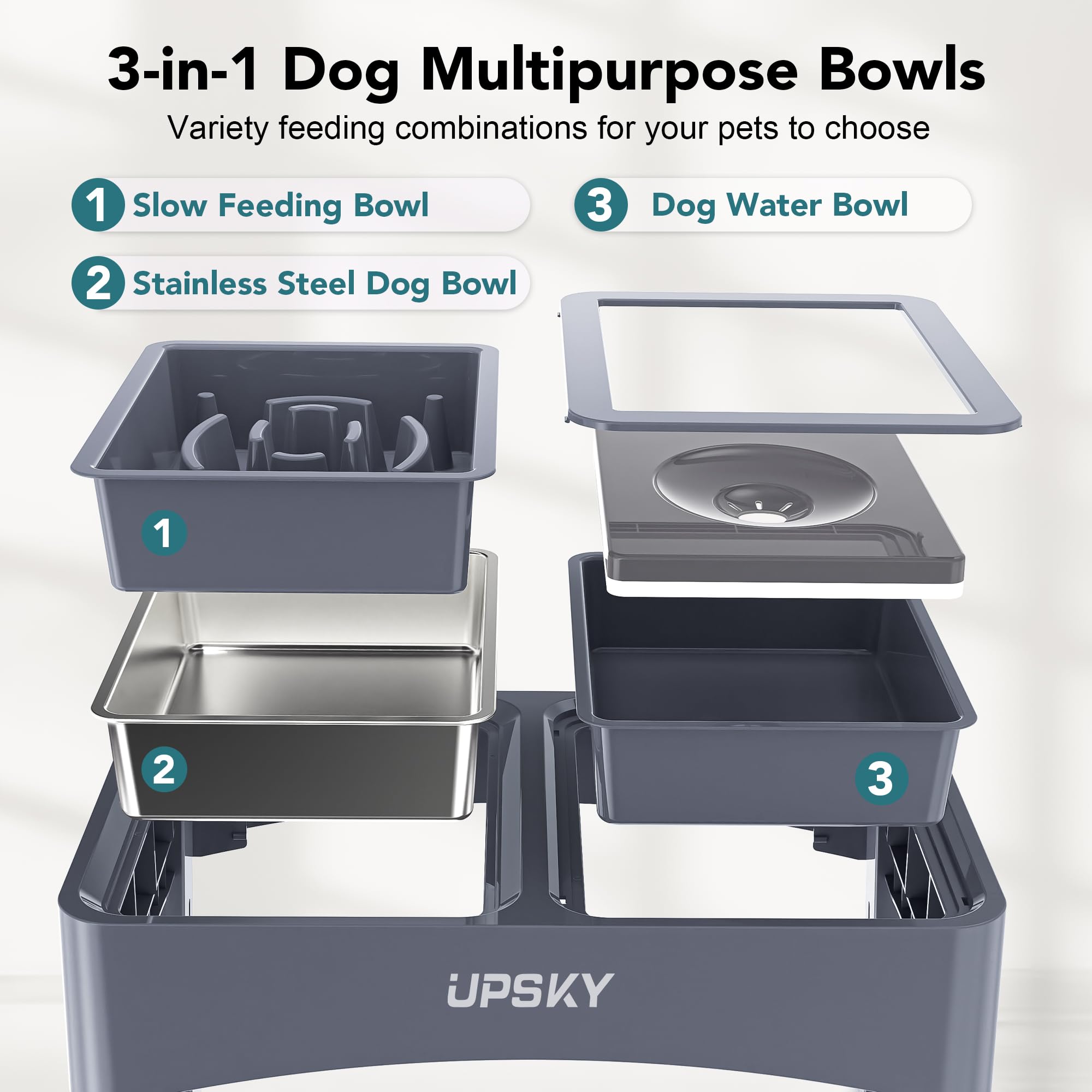 UPSKY oval ridge slow-feeder design shown on the bowl