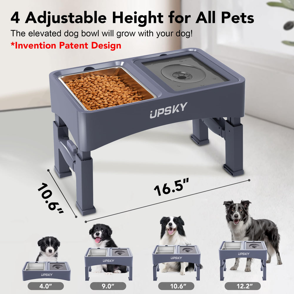 UPSKY slow-feeder stainless bowls promoting mindful meals