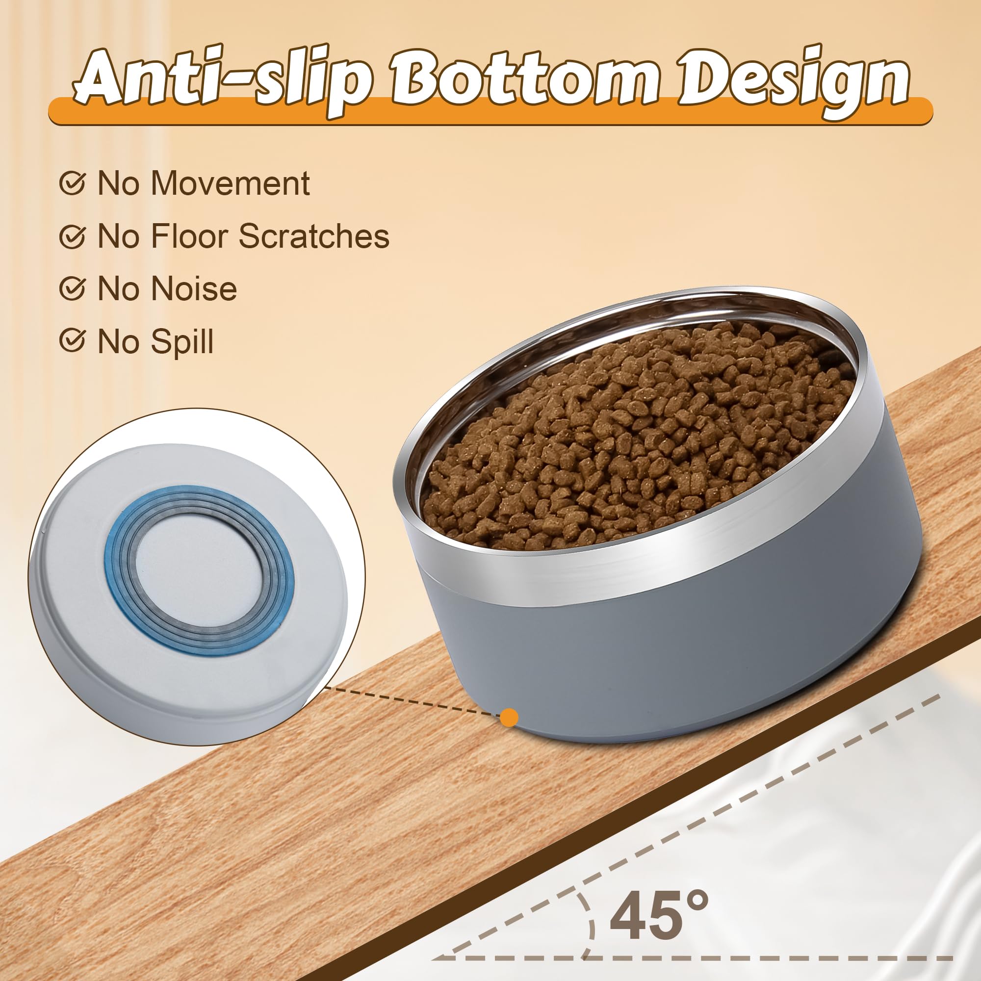 UPSKY wooden stand with anti-slip pads keeps bowls steady while dogs eat.