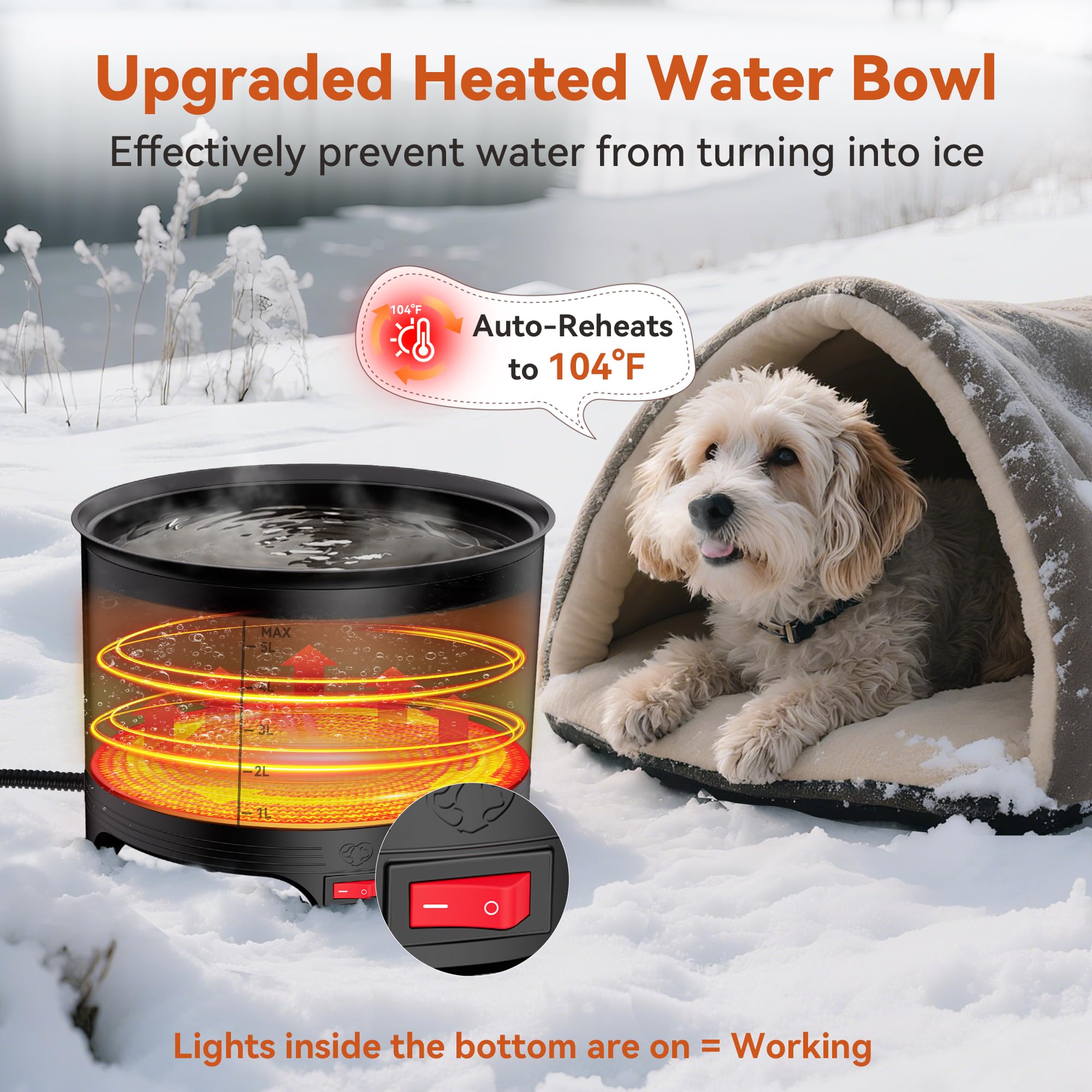 Upskypet anti-chew power cord enabling safe outdoor use.