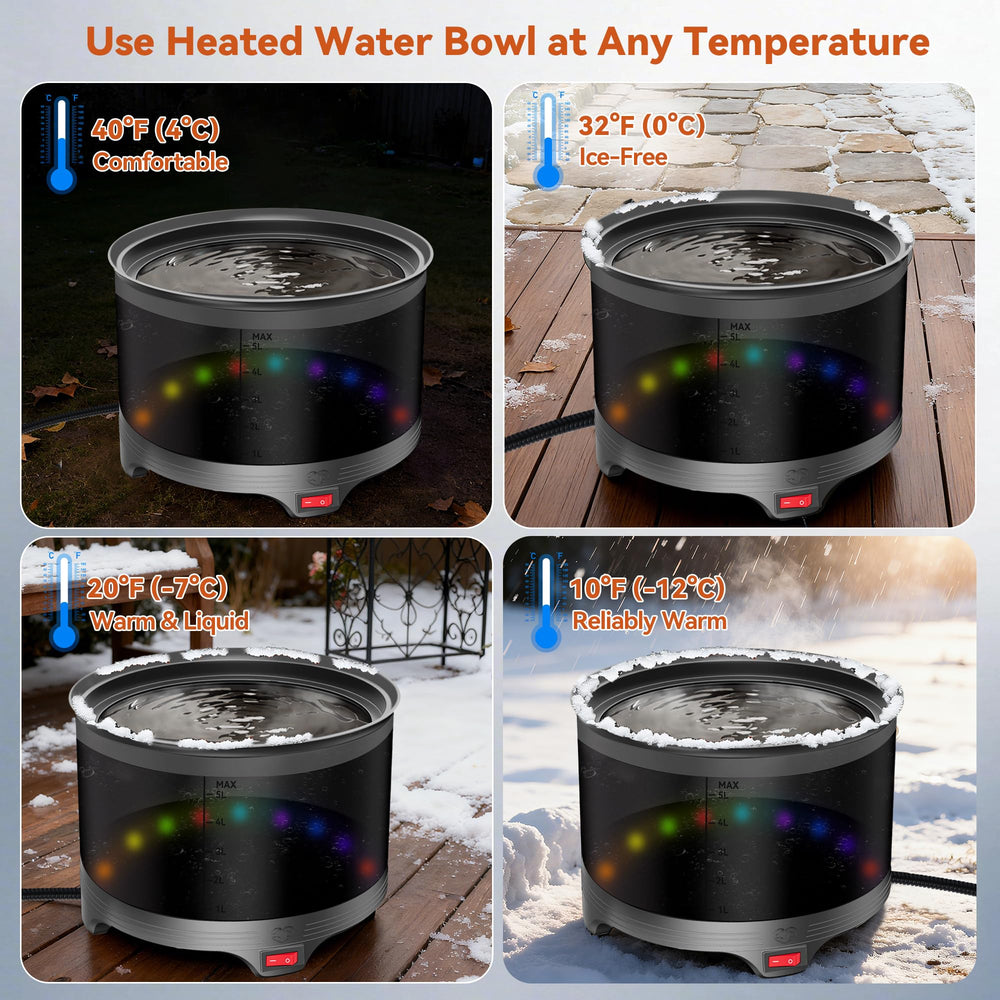 UPSKYPET heated water bowl anti-chew cord ensures durable outdoor setup.