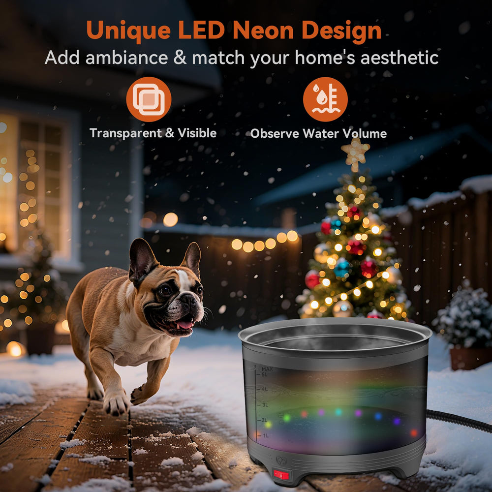 UPSKYPET heated water bowl temperature control maintains warmth for outdoor pets.
