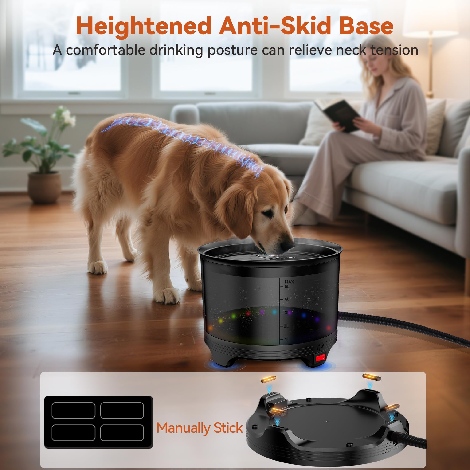 Upskypet large 186 oz capacity minimizes refills for busy households.