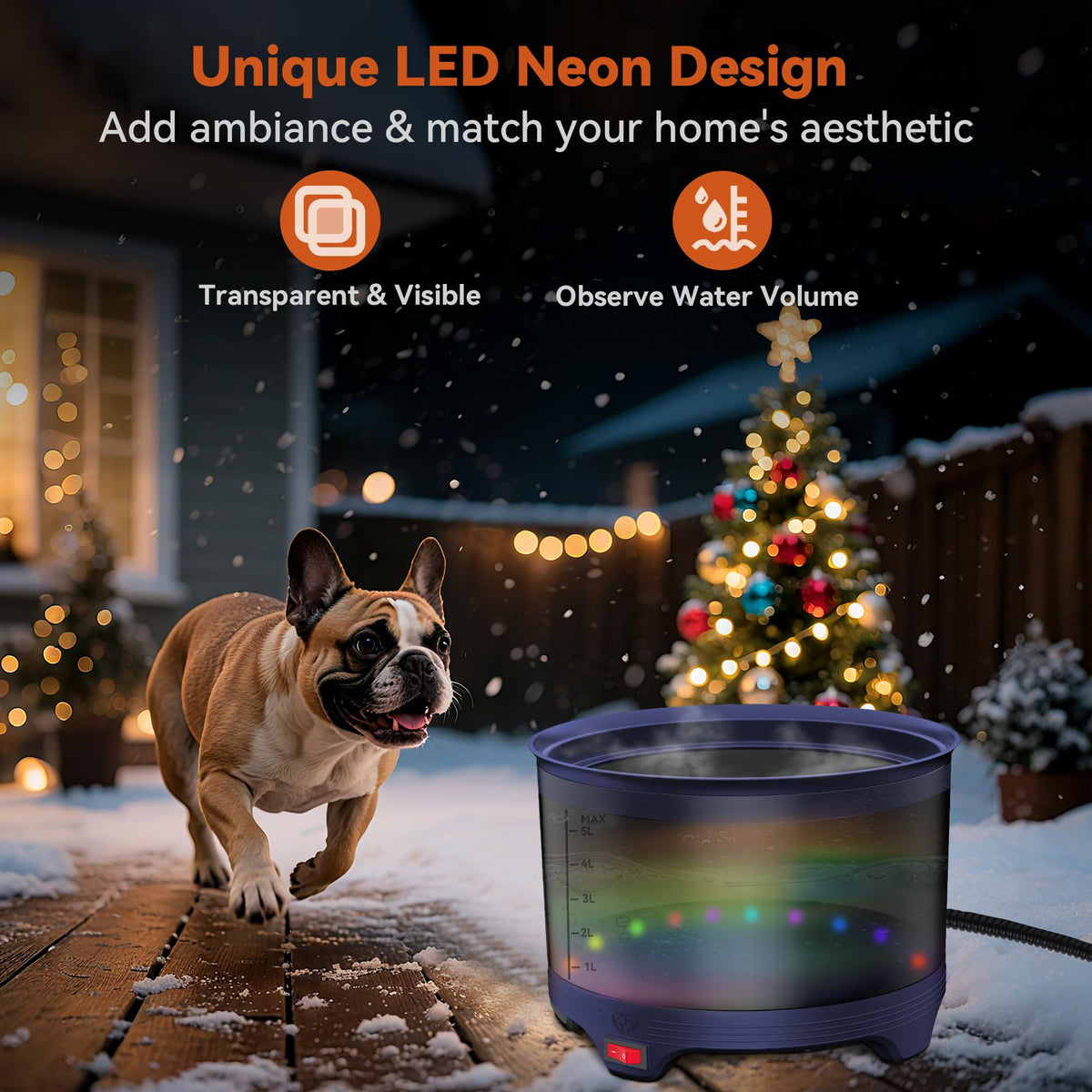 UPSKYPET LED neón añade ambiente y facilita verificación del estado.