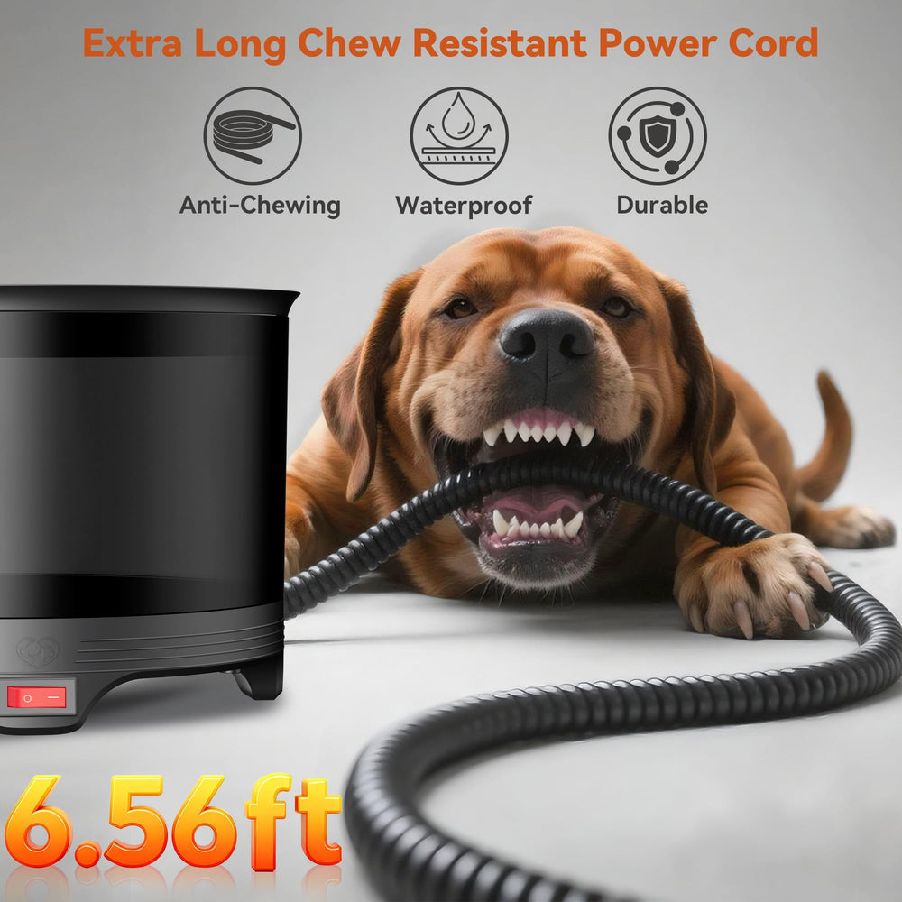 Upskypet weatherproof cord provides flexible placement around feeding areas.