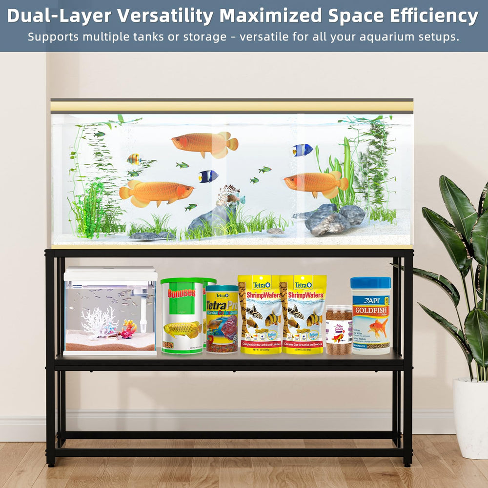 Urban Deco fish tank stand black powder coated finish complements modern decor and protection