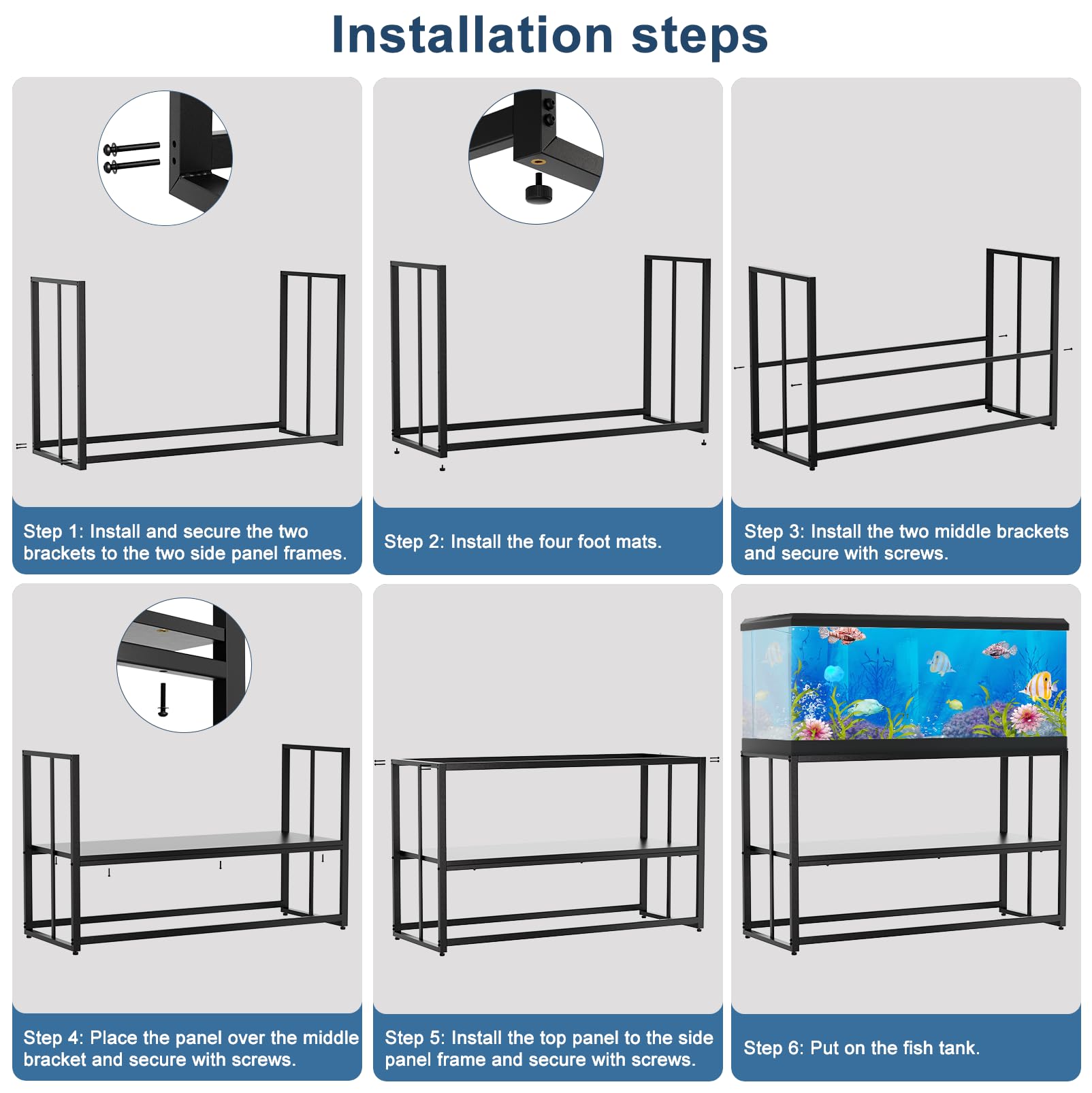 Urban Deco fish tank stand shown in home or office spaces for versatile placement