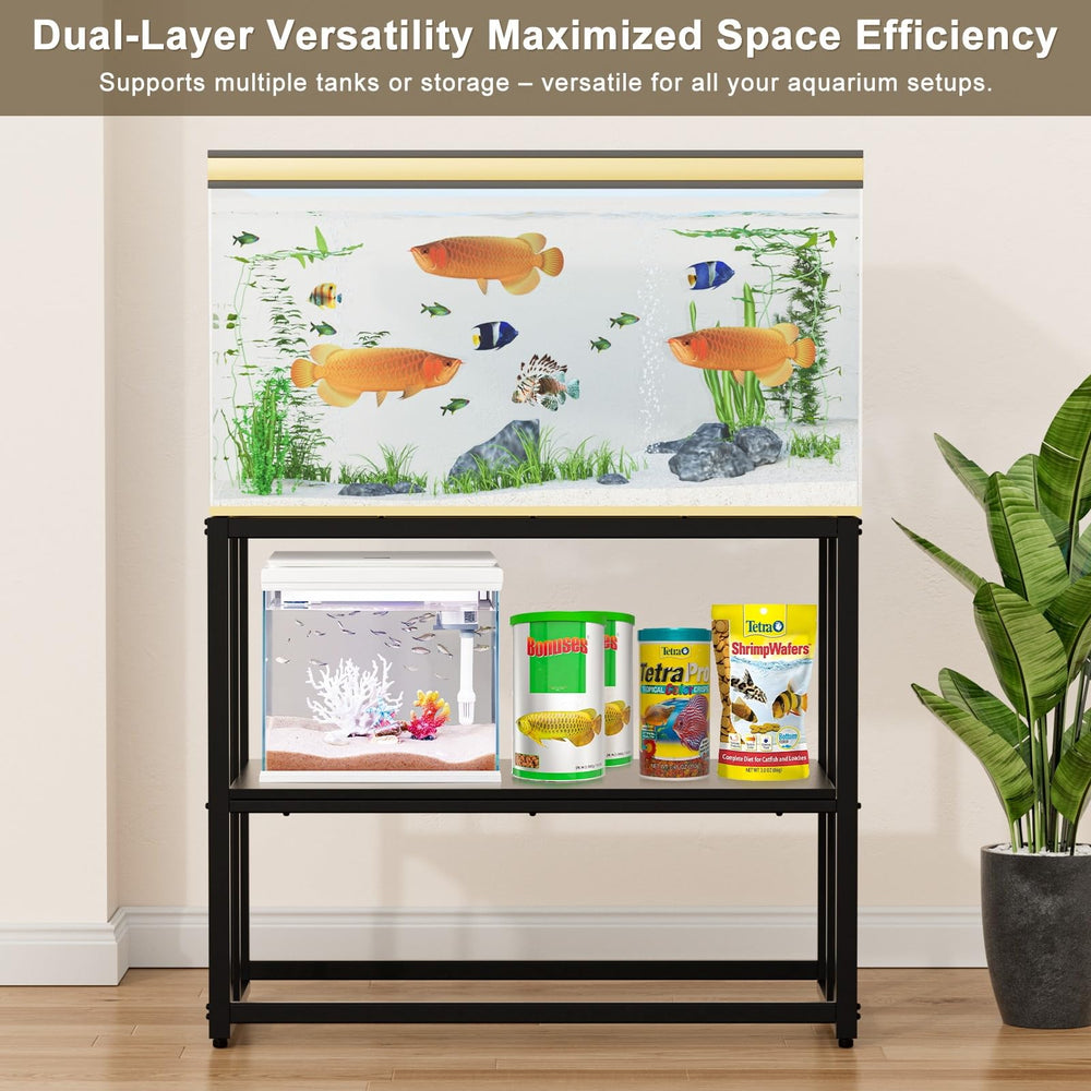 Urban Deco fish tank stand sturdy steel frame provides reliable 660 lb capacity.