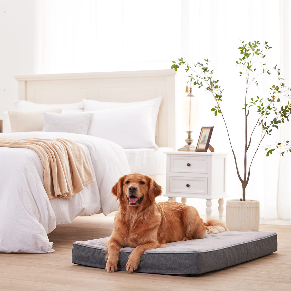 URGVANZ PET orthopedic bed inside crate offering stable, non-slip support.
