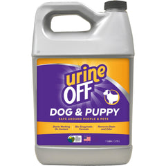Urine OFF puppy odor remover bottle showing deep stain cleanup on carpet