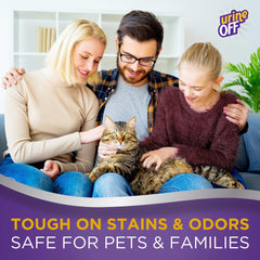 Urine Off multi-surface cleaner applied on carpet and tile