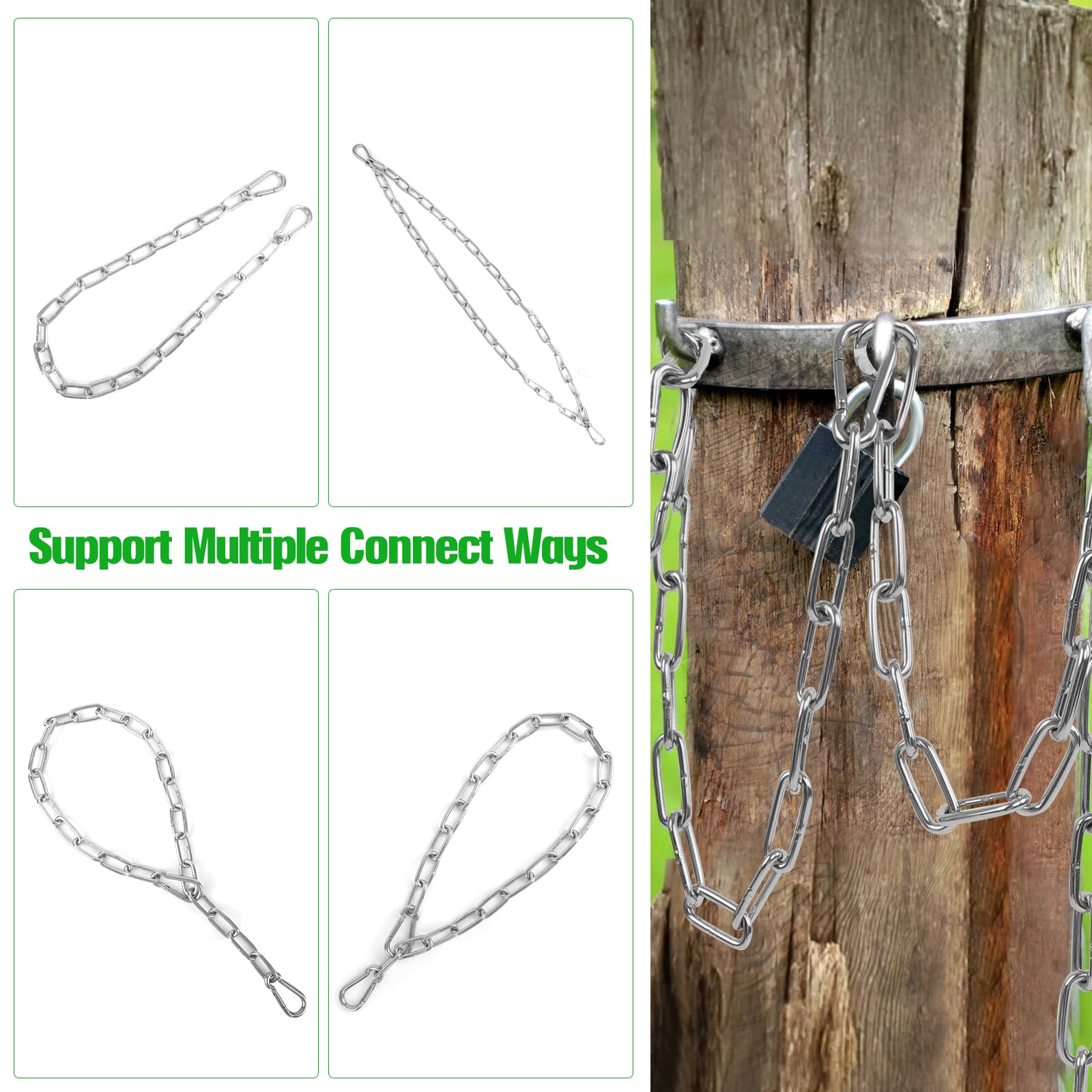Urkupoo solution for horse stalls and livestock enclosures with carabiners.