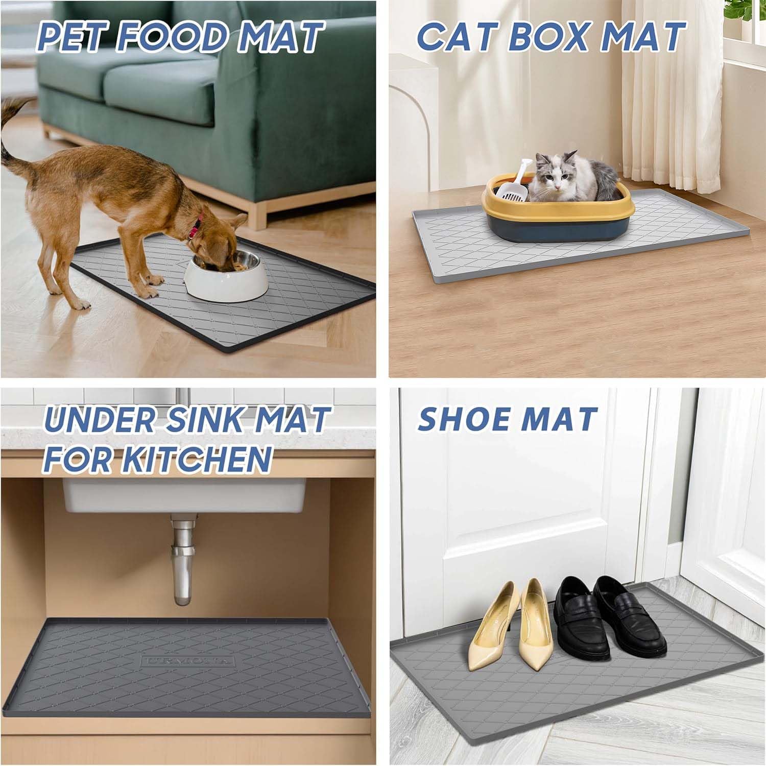 URMONA-durable-pet-mat is easy to wipe clean after meals.